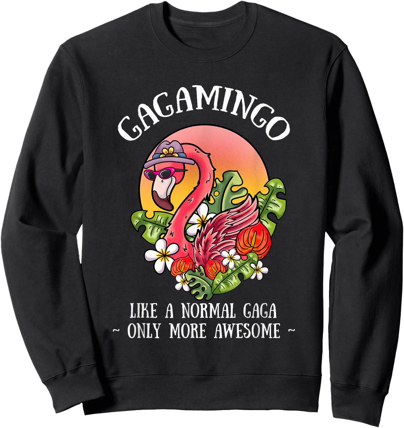 Gagamingo Gaga Flamingo Lover Grandma Grandmother Grandmom Sweatshirt - Sweatshirt | Black