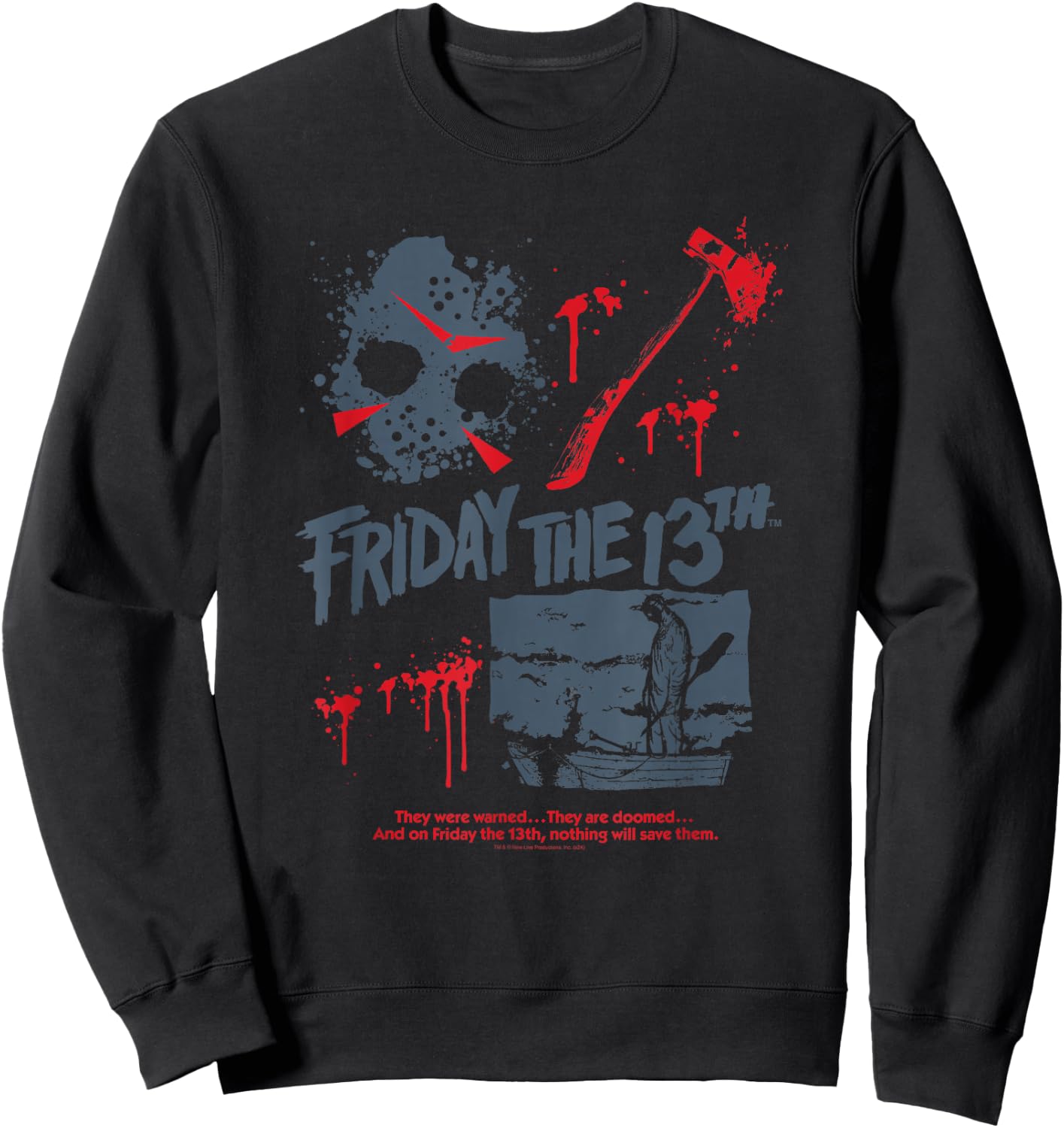 Friday The 13th Jason Mask Bloody Weapon Sweatshirt - Sweatshirt | Black