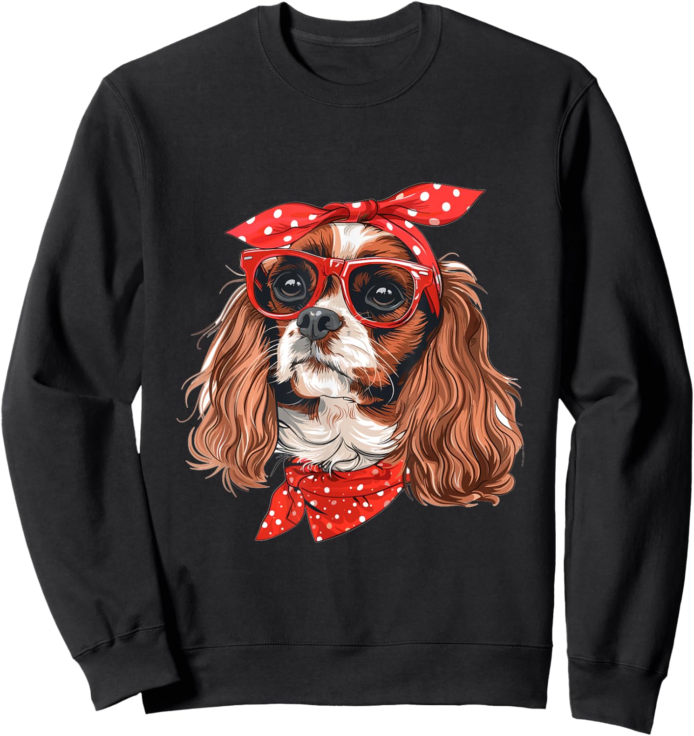 Cavalier King Charles Spaniel Mom Bandana Dog Breed Graphic Sweatshirt - Sweatshirt | Black