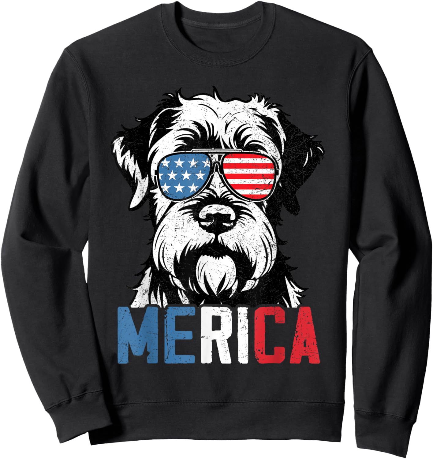 Patriotic Giant Schnauzer Dog Merica 4th Of July Funny Sweatshirt - Sweatshirt | Black