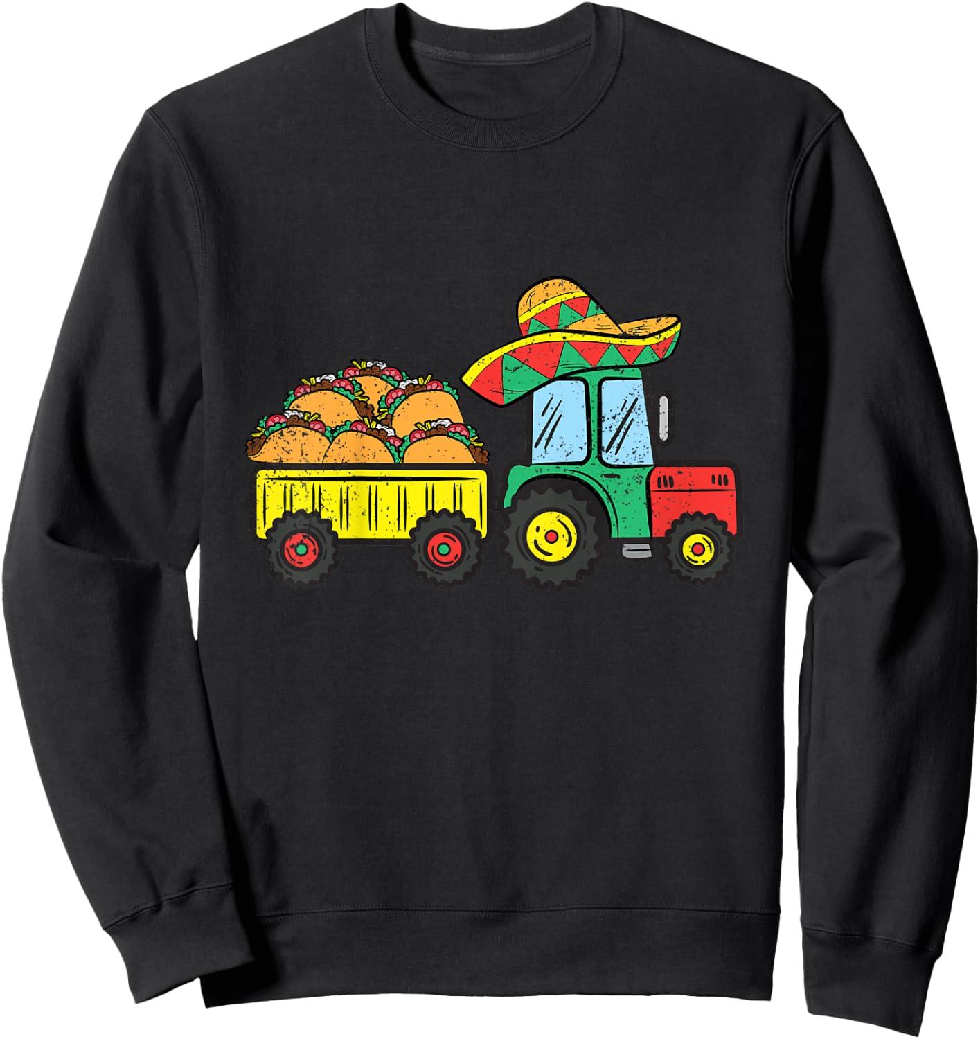 Kids Taco Tractor Cinco De Mayo Mexican Food Fiesta Toddler Boys Sweatshirt - Sweatshirt | Black