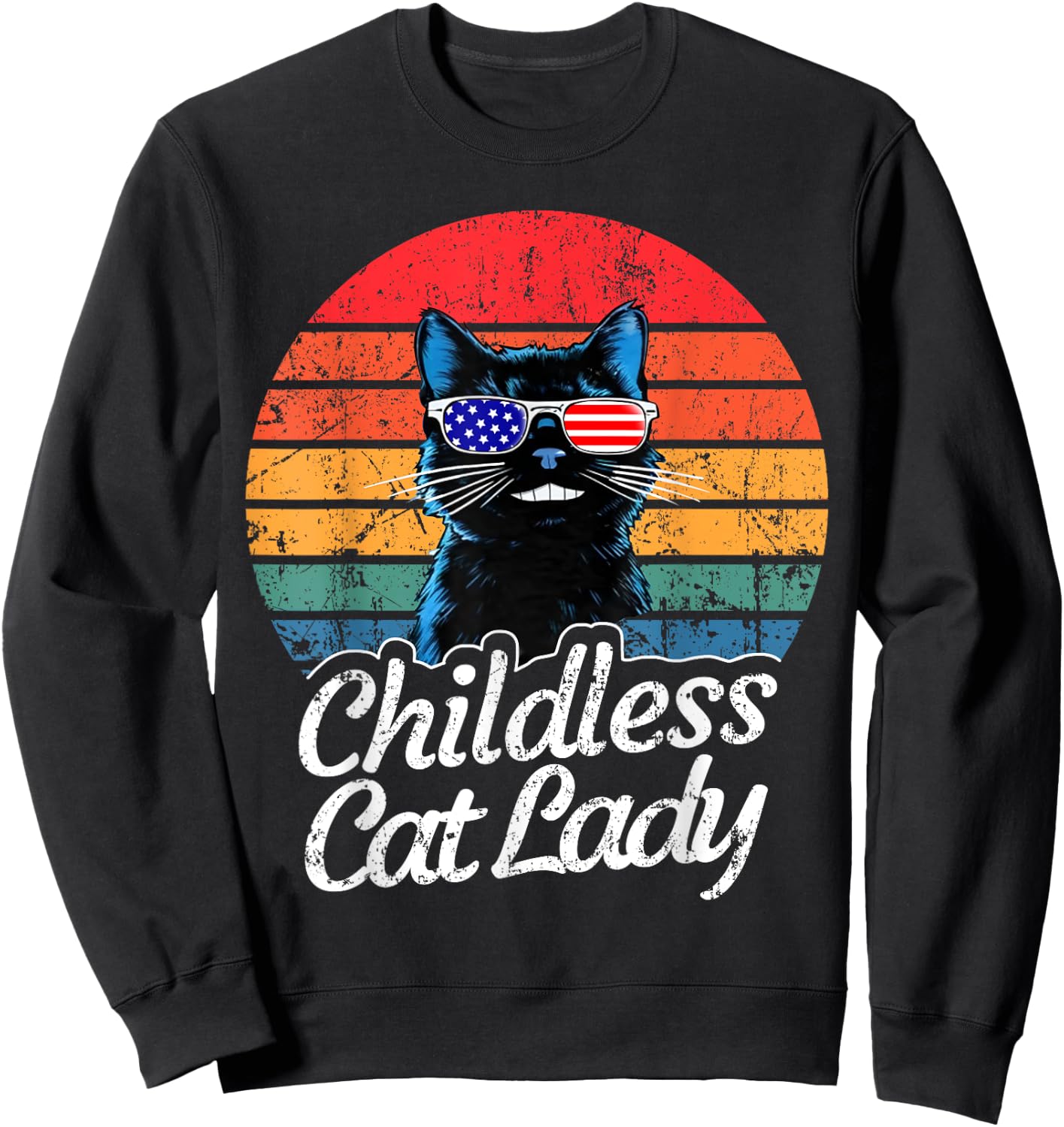 This Childless Cat Lady is Voting Kamala-Harris 2024 Retro Sweatshirt - Sweatshirt | Black