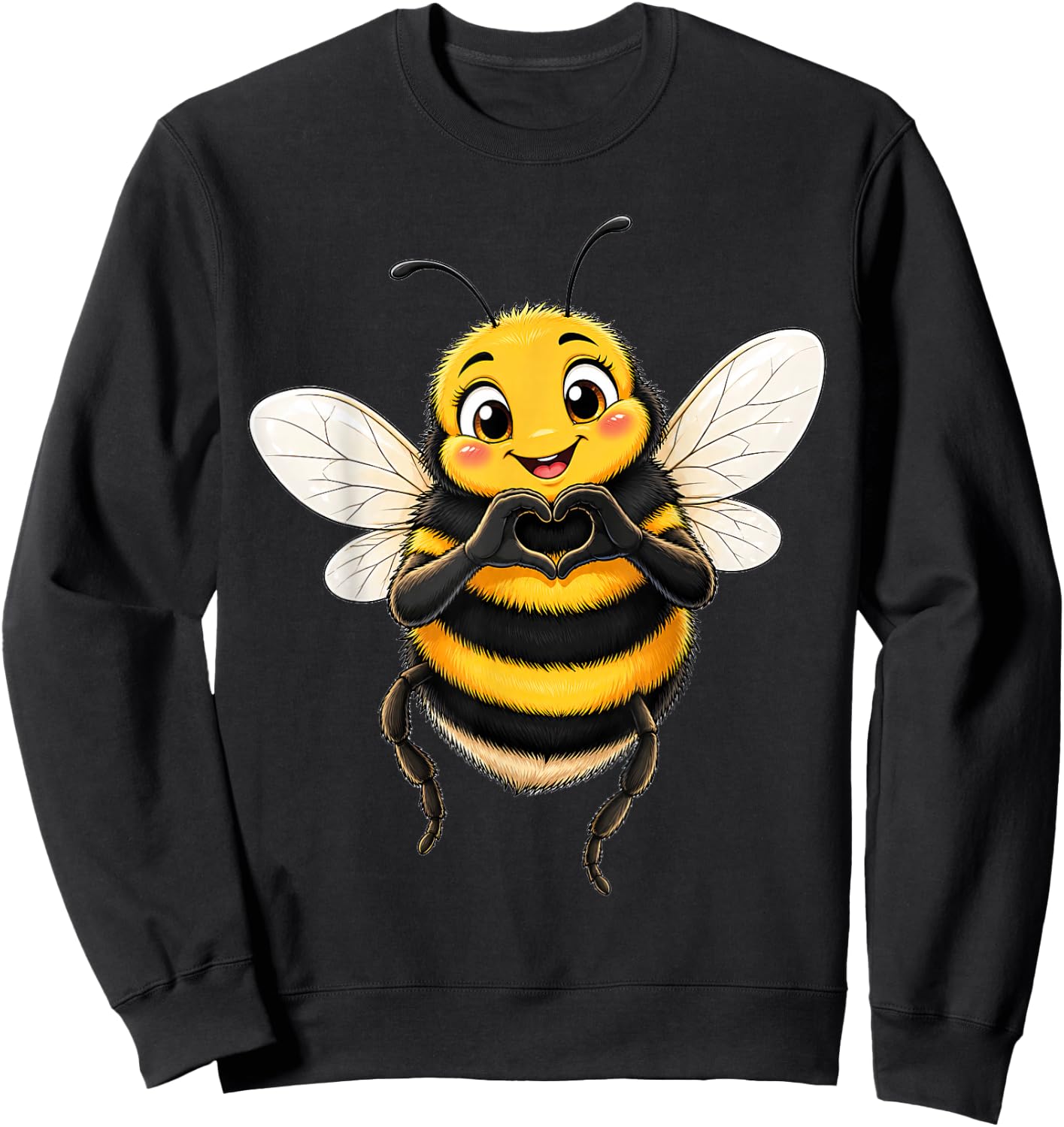 Bumblebee with Heart | Cute Bumblebee with Heart Symbol Sweatshirt - Sweatshirt | Black