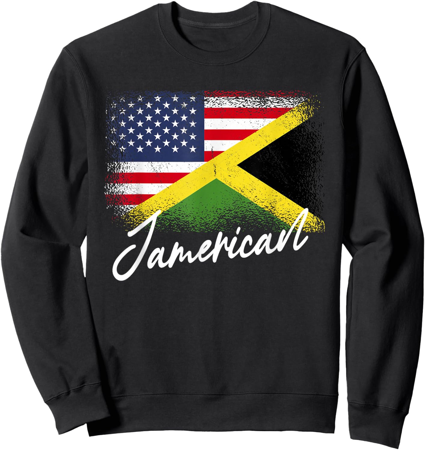 Jamerican - American Jamaican Roots America Jamaica Flag Sweatshirt - Sweatshirt | Black