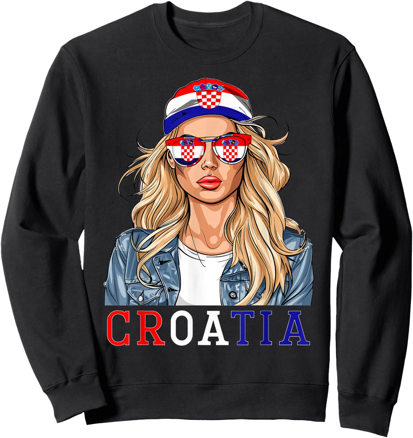 Croatian Flag Souvenirs Woman Dress Products Croatia Sweatshirt - Sweatshirt | Black
