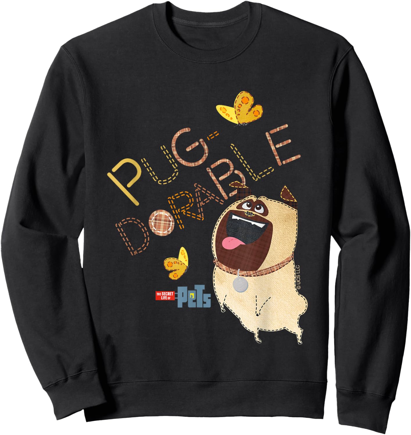 The Secret Life Of Pets Pug Dorable Playing Big Chest Poster Sweatshirt - Sweatshirt | Black