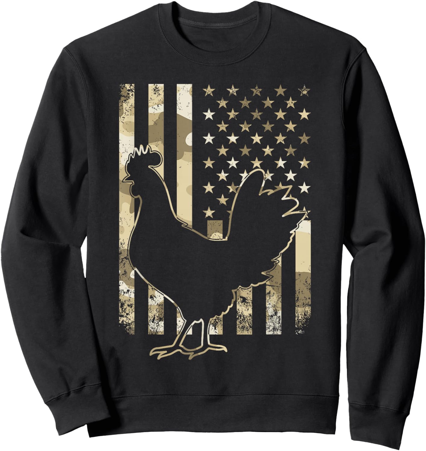 Chicken US American Flag Patriotic Chicken Lover 4th of July Sweatshirt - Sweatshirt | Black