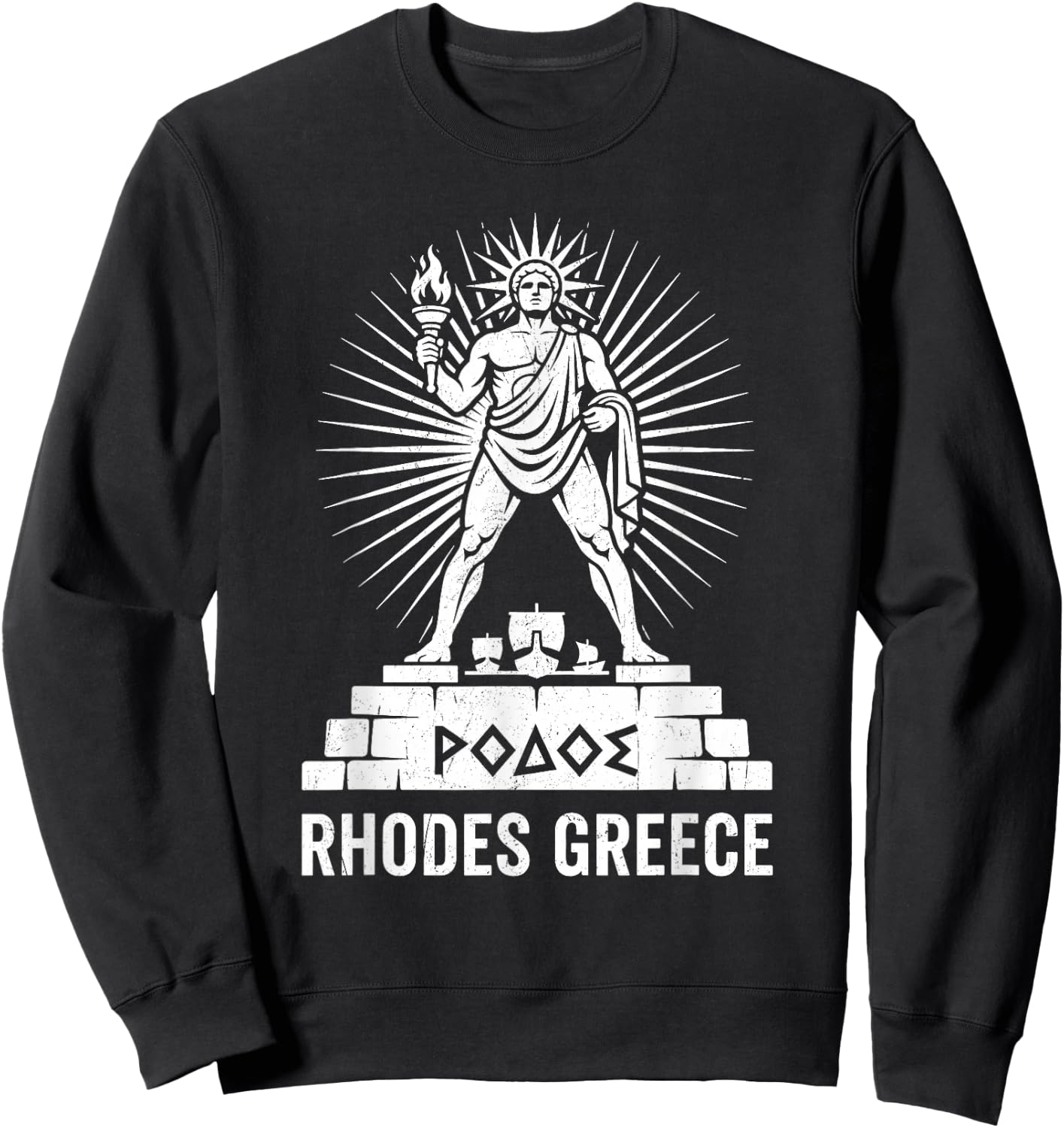 Rhodes Greece - Colossus of Rhodes Helios Greek Souvenir Sweatshirt - Sweatshirt | Black