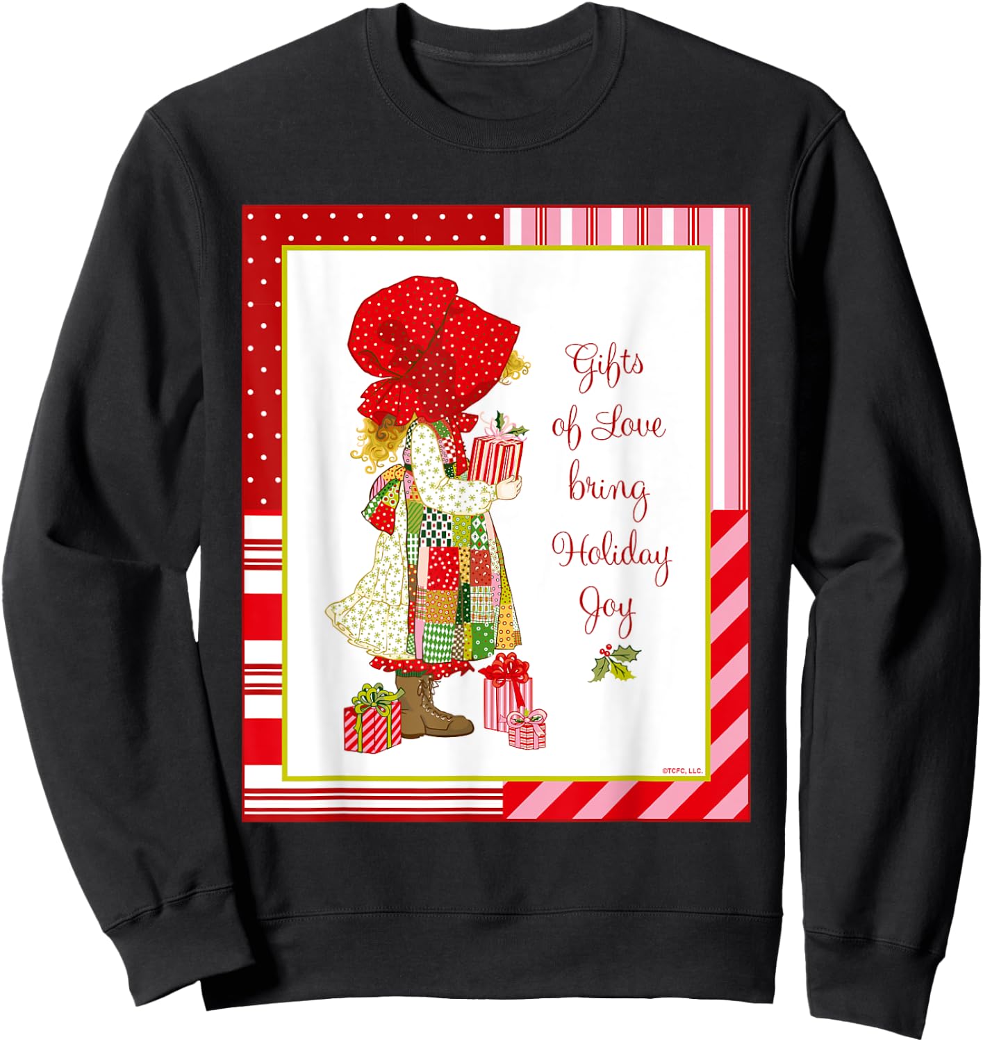 Holly Hobbie Classic Christmas Gifts Love Bring Holiday Joy Sweatshirt - Sweatshirt | Black