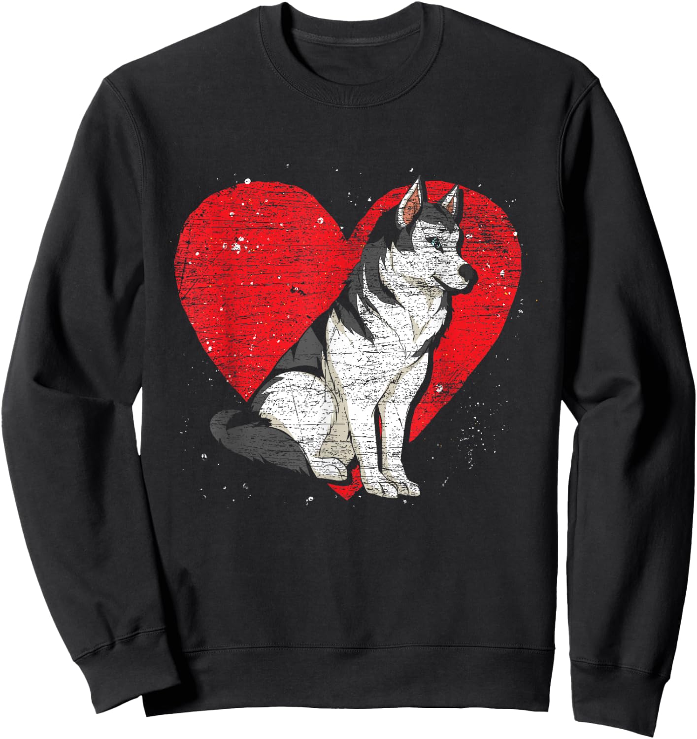 Animal Dog Lover Heart Pet Siberian Husky Sweatshirt - Sweatshirt | Black
