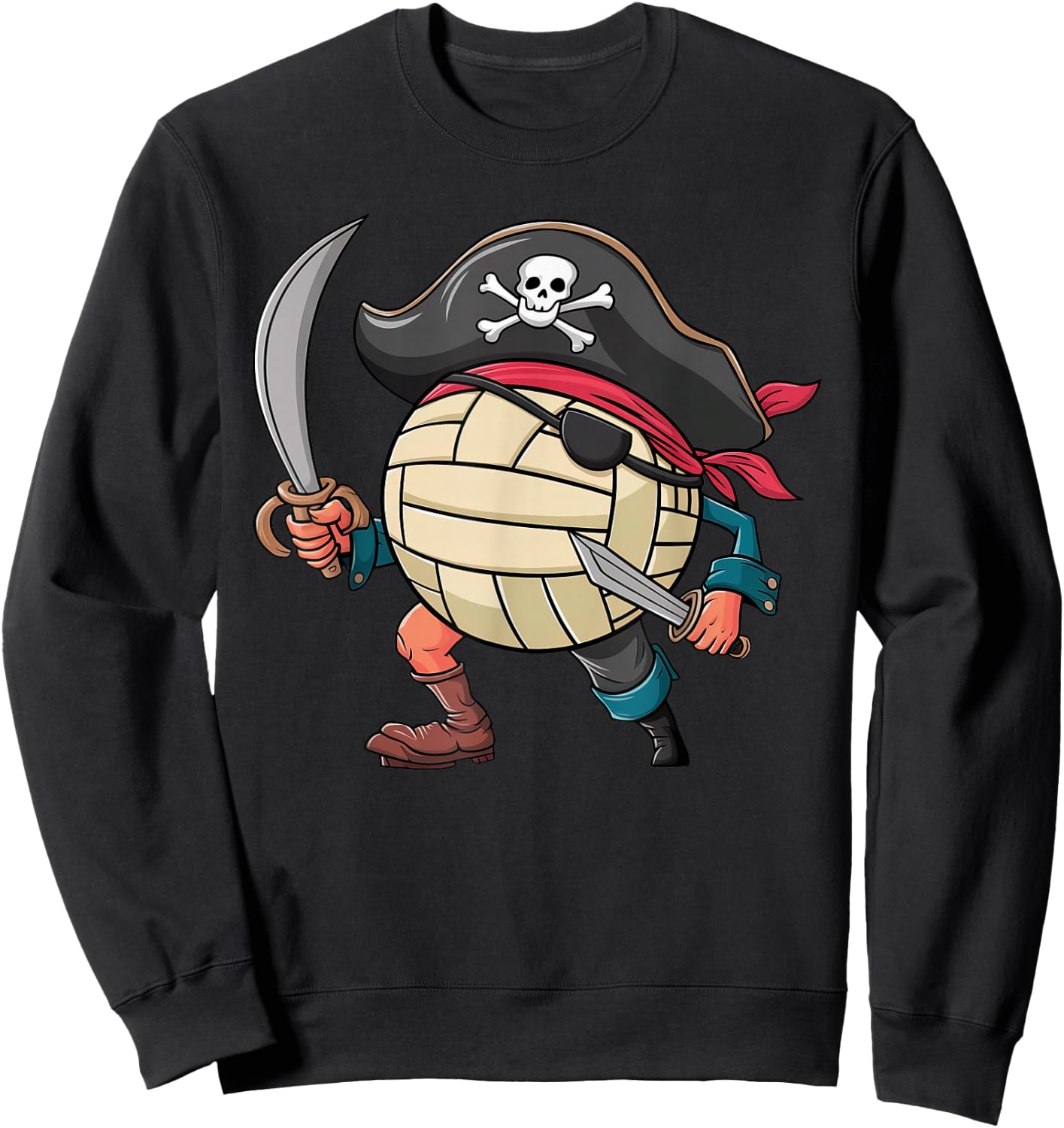 Volleyball Pirate Halloween Player Kids Pirate Sweatshirt - Sweatshirt | Black