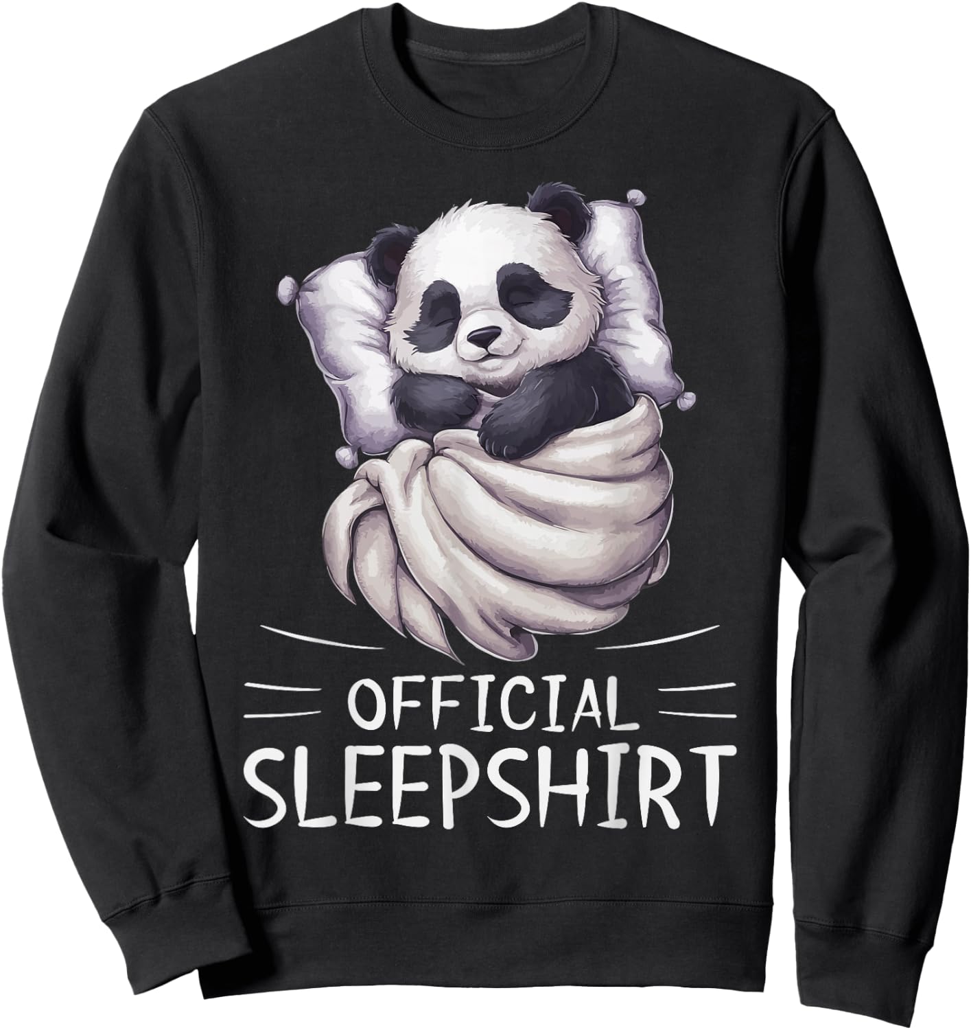 Panda Bear Animal Official Sleepshirt Pajamas Nightgown Sweatshirt - Sweatshirt | Black