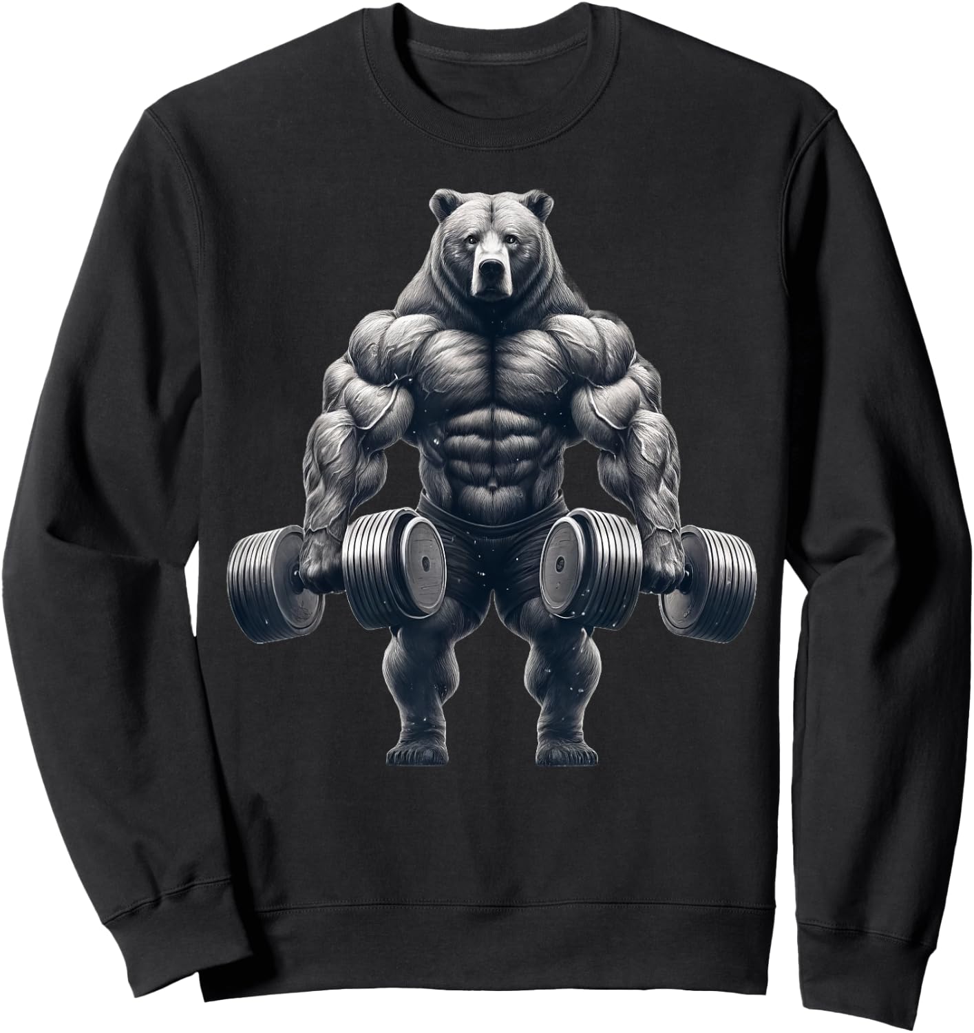 Bear Powerlifting Weightlifting Gym Workout Sweatshirt - Sweatshirt | Black