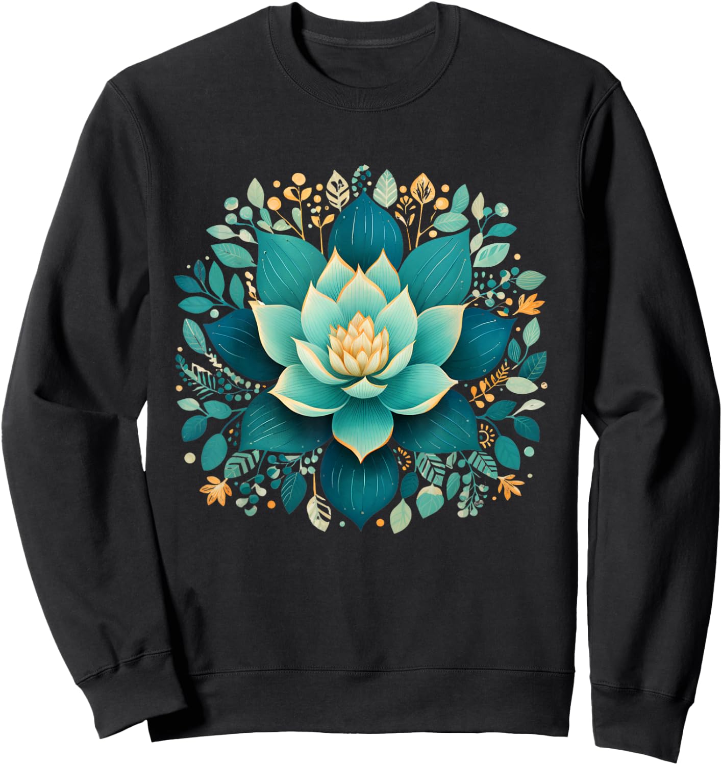 Elegant Lotus Flower for Yoga Fans Floral Aesthetic Design Sweatshirt - Sweatshirt | Black