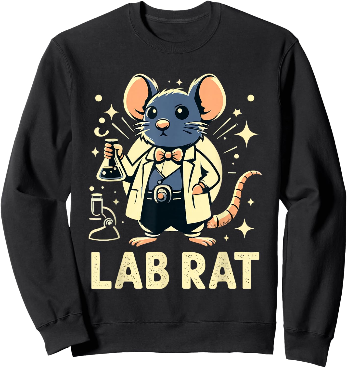Adorable Lab Rat Scientist Cartoon Sweatshirt - Sweatshirt | Black