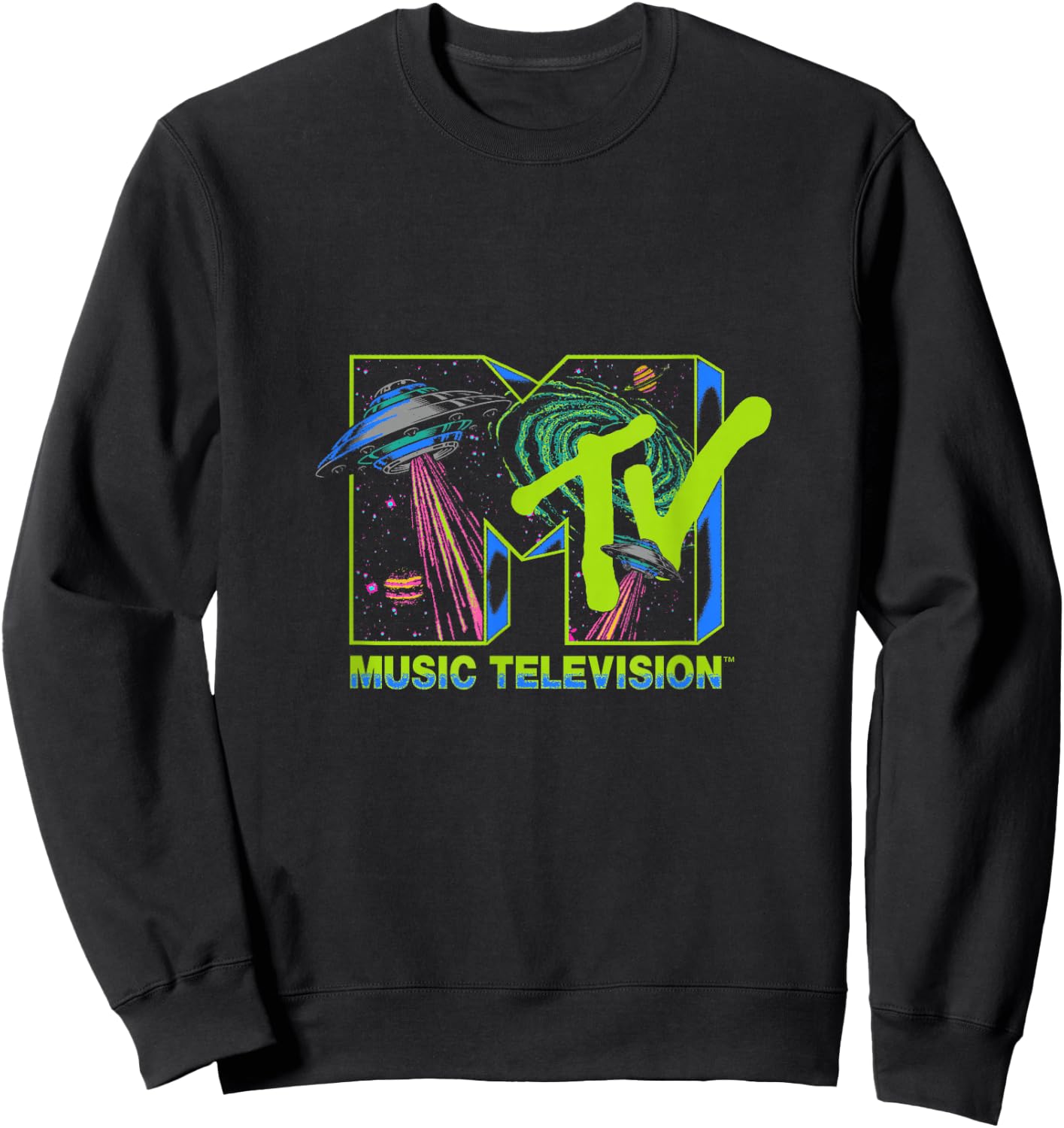 MTV Music Television Alien Invasion UFO Sweatshirt - Sweatshirt | Black