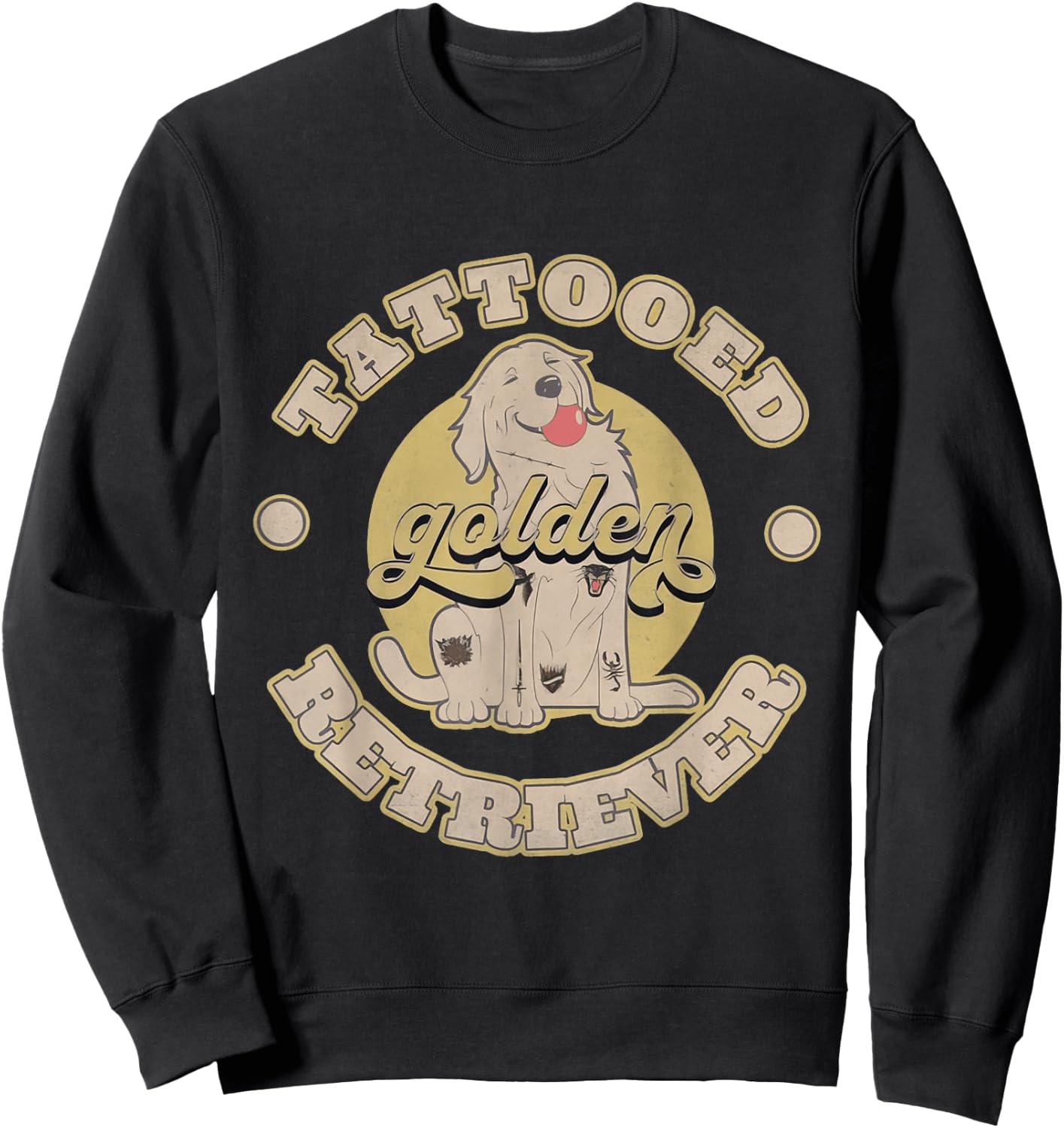 Tattooed Golden Retriever Sweatshirt - Sweatshirt | Black