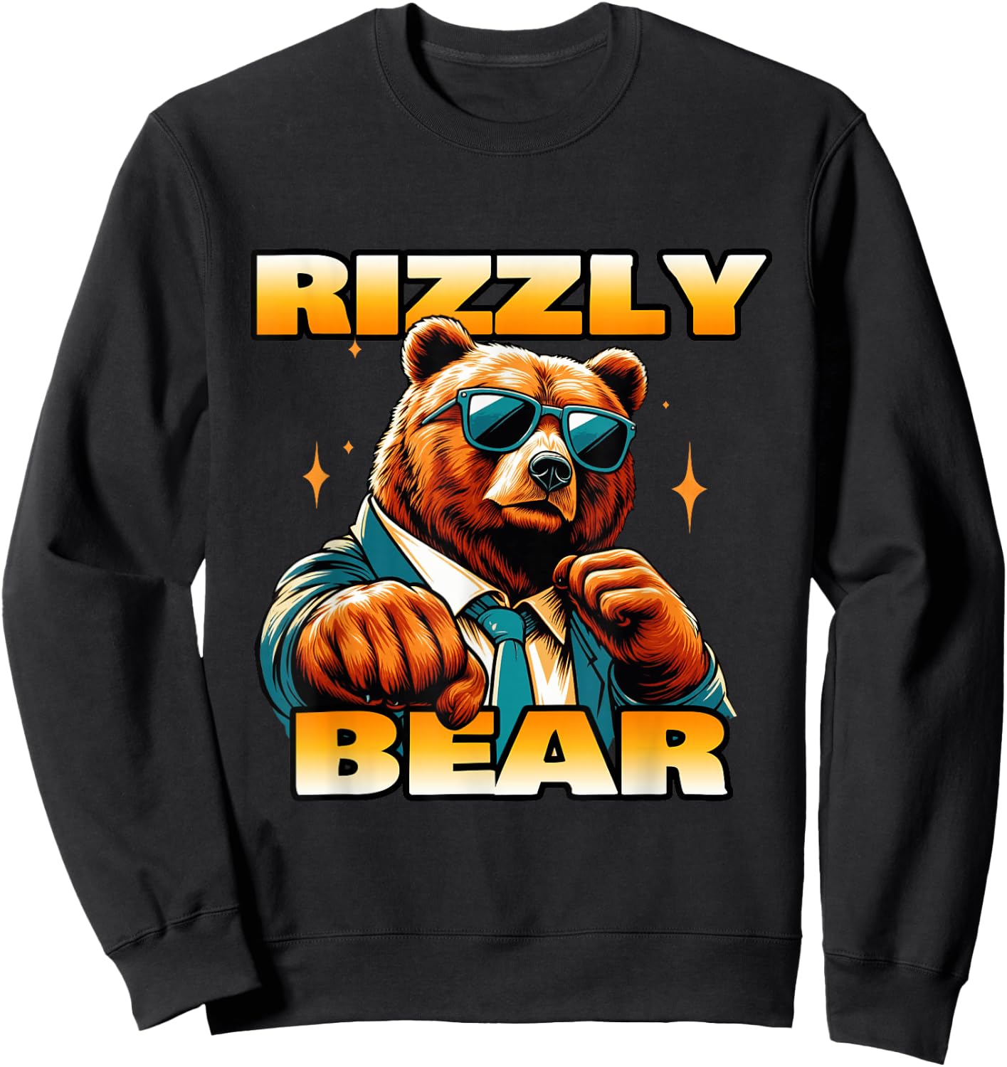 Rizzly Bear Wearing Sunglasses Cool Grizzly Bear Sweatshirt - Sweatshirt | Black