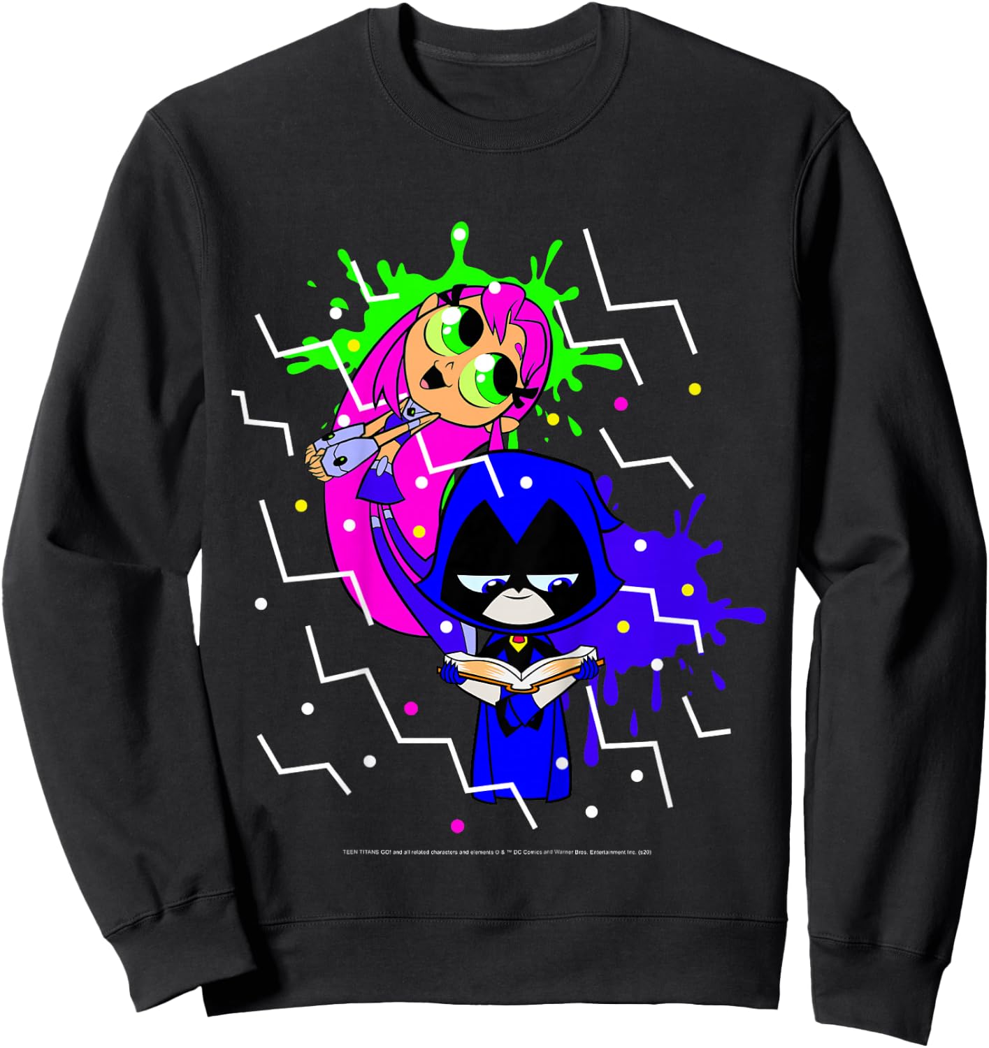 Kids DC Comics Teen Titans Go! Raven & Starfire Paint Splatter Sweatshirt - Sweatshirt | Black