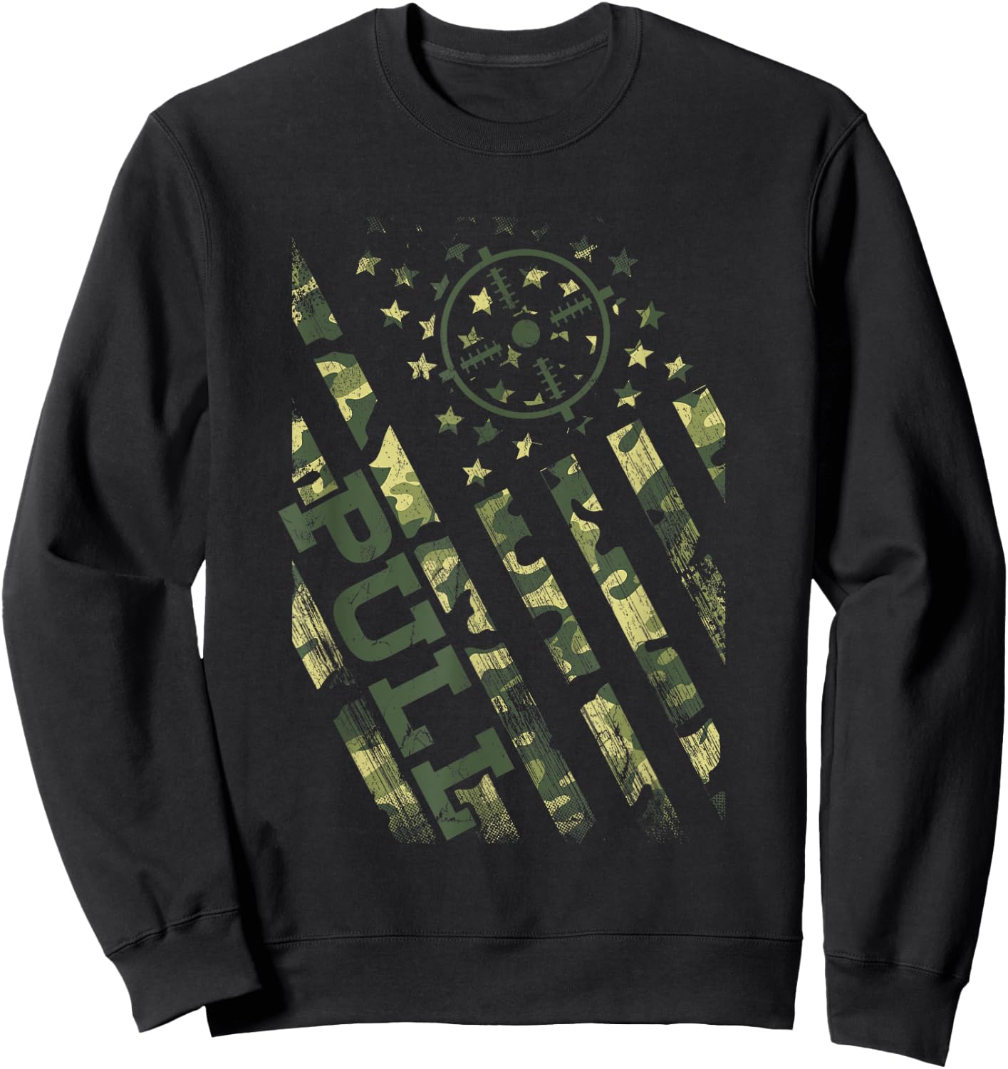 Pull Shotgun Skeet Trap Clay Pigeon Shooting Camo Usa Flag Men Sweatshirt - Sweatshirt | Black