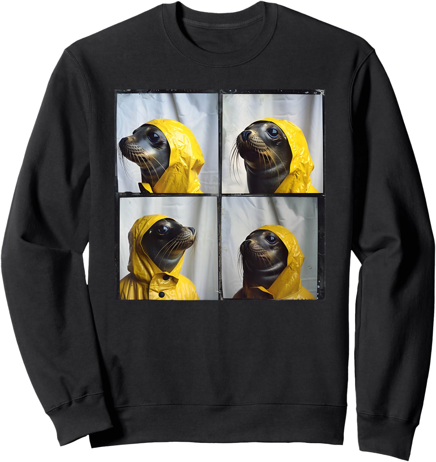 Cute Sea Lion Funny Animal Photobooth Ocean Harbor Seal Sweatshirt - Sweatshirt | Black