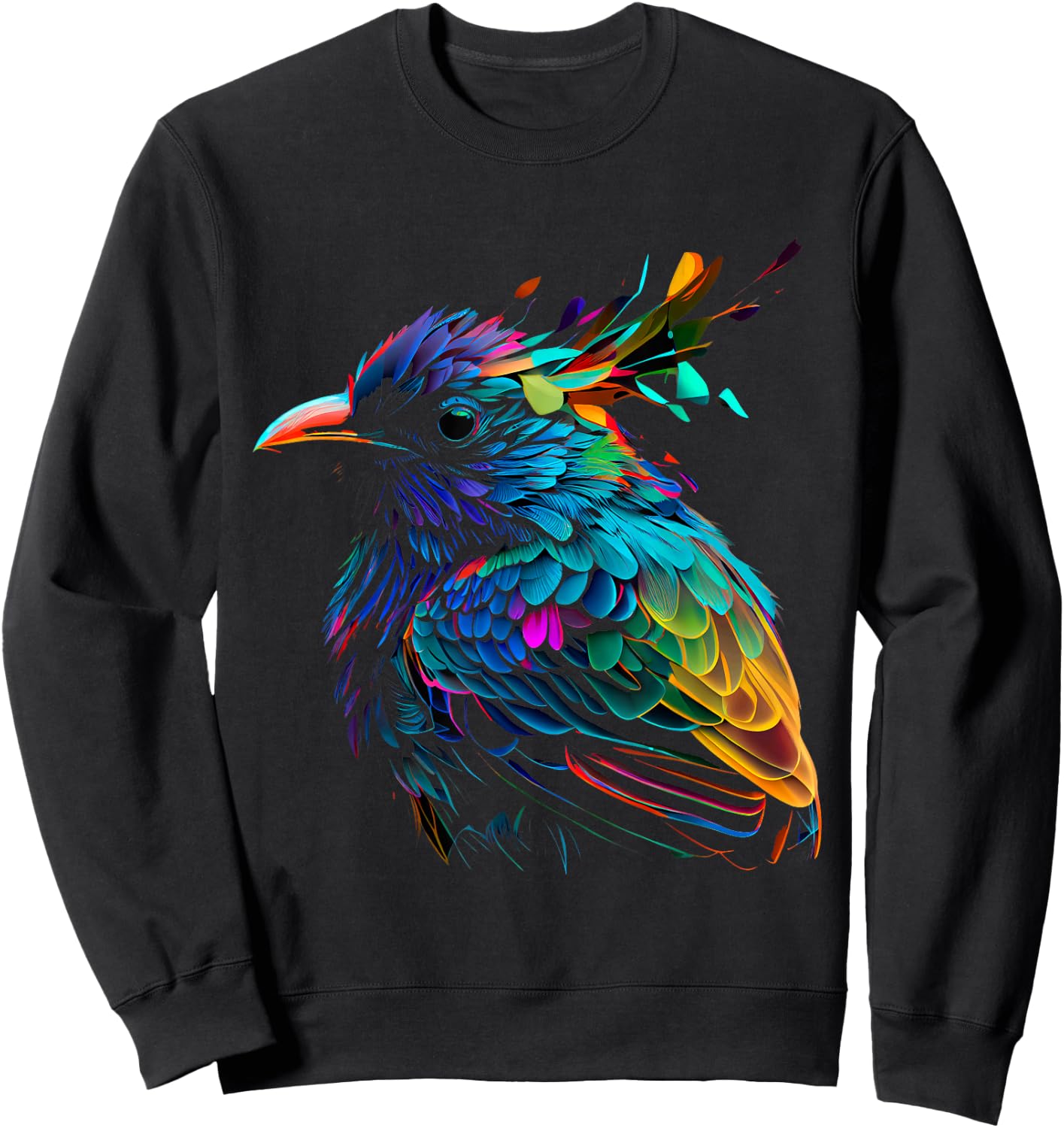 Colorful Abstract Bird Art Colorful Feathers Sweatshirt - Sweatshirt | Black