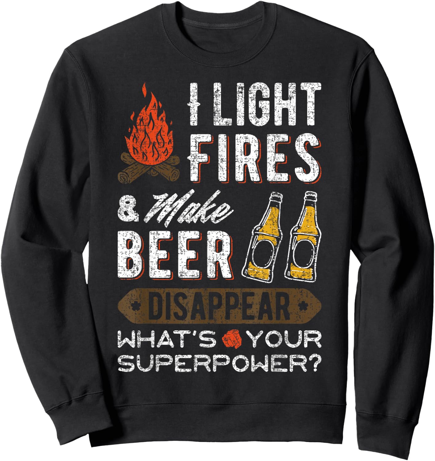 Funny Camper Gift Happy Camping Beer Lover Camp Vacation Sweatshirt - Sweatshirt | Black