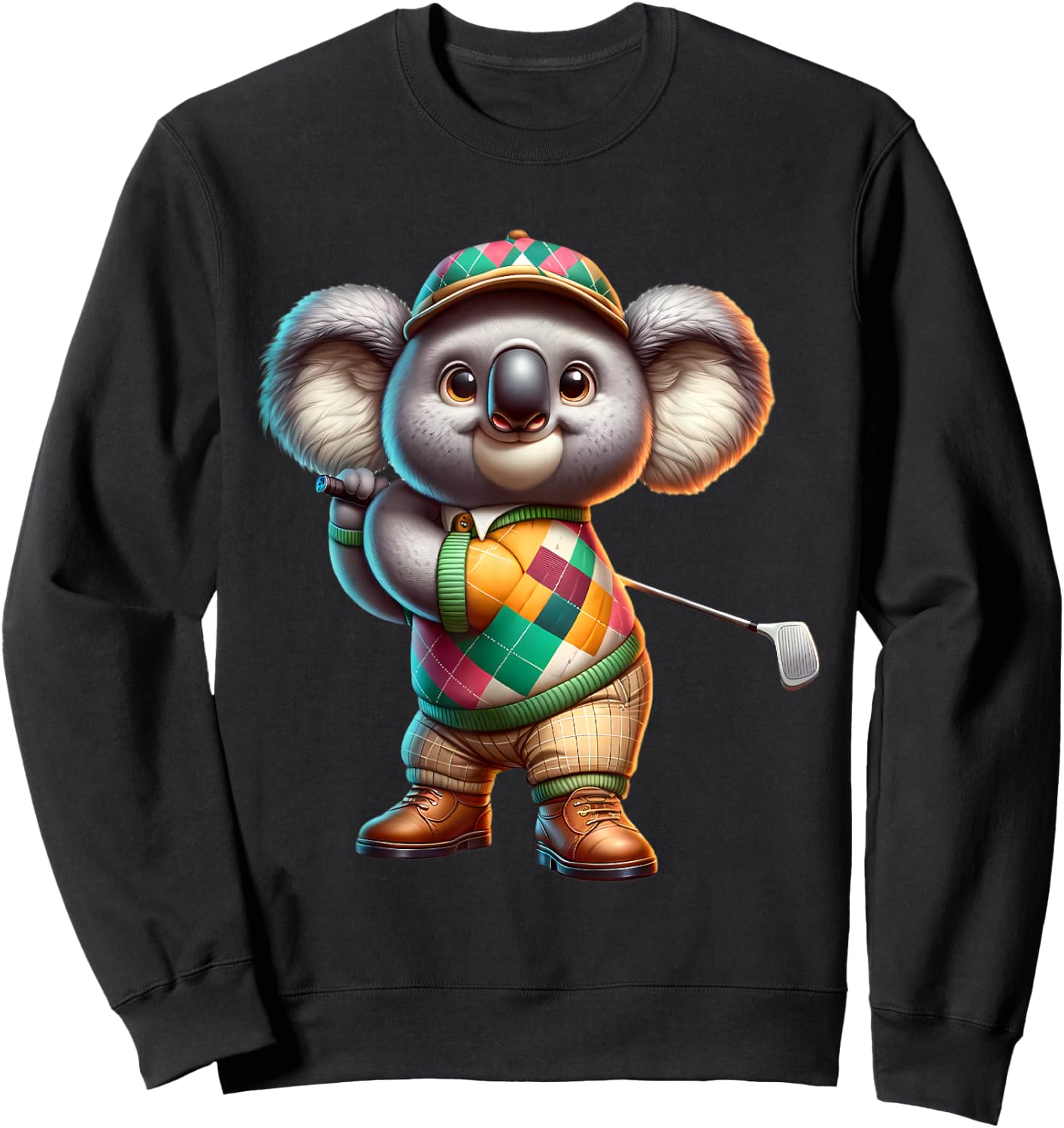 Cute Koala Play Golf Golfer Golfing Sport Men Women Kids Sweatshirt - Sweatshirt | Black
