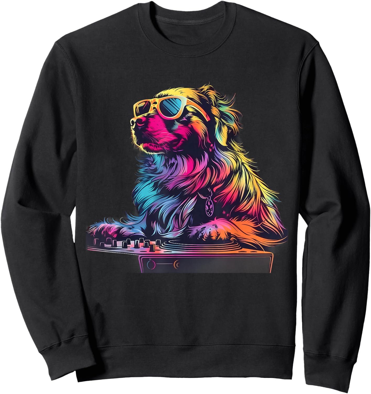 Dog Music DJ EDM Beatmaker Techno Turntable DJ Dog Artwork Sweatshirt - Sweatshirt | Black