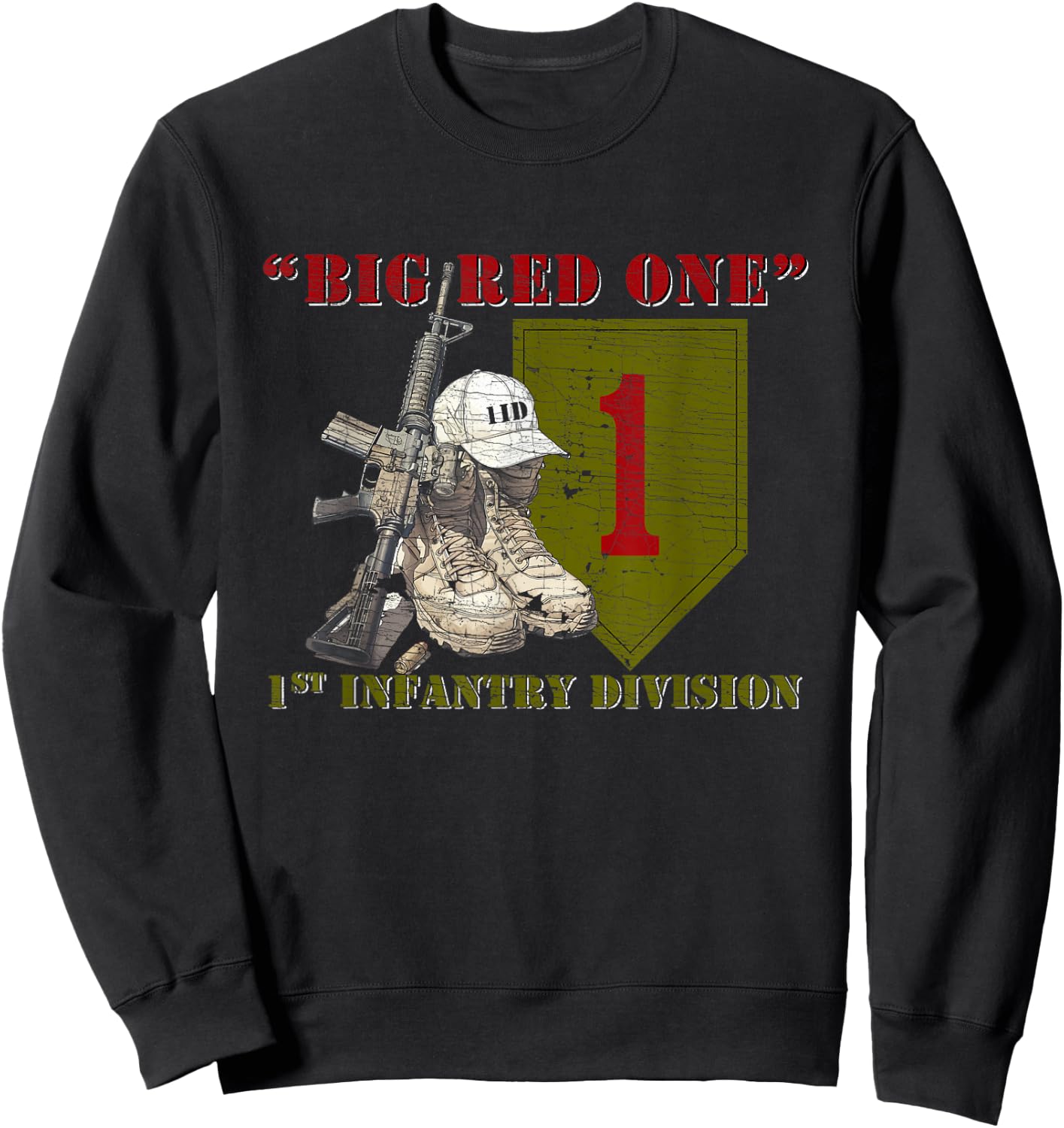 Veteran 1st Infantry Division 1ID BRO Fort Riley Kansas , Small, Black Sweatshirt - Sweatshirt | Black