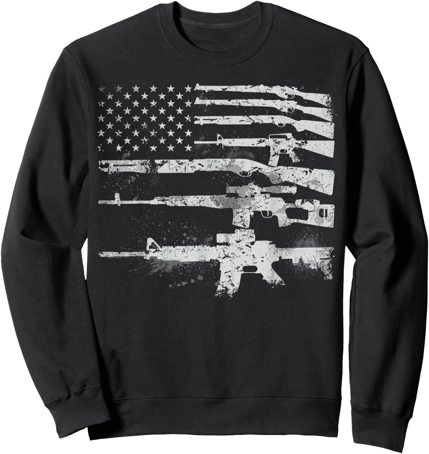 Gun Women Machine Guns USA Flag 2A Gifts Sweatshirt - Sweatshirt | Black