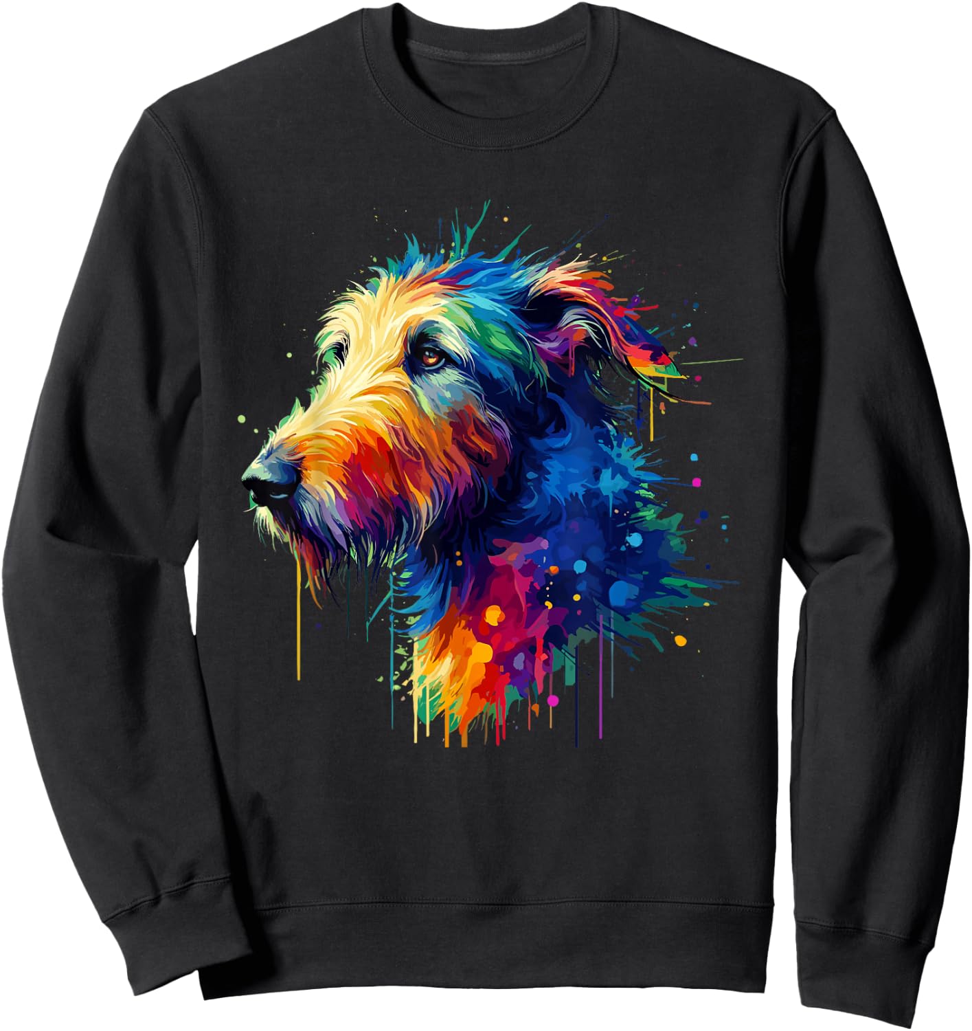 Colorful Splash Art Irish Wolfhound Sweatshirt - Sweatshirt | Black