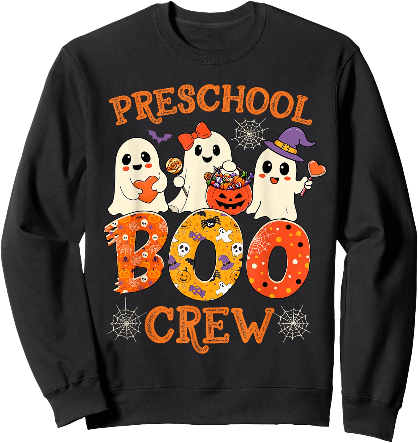 Preschool Boo Crew Funny Halloween Costume for Teacher Kids Sweatshirt - Sweatshirt | Black