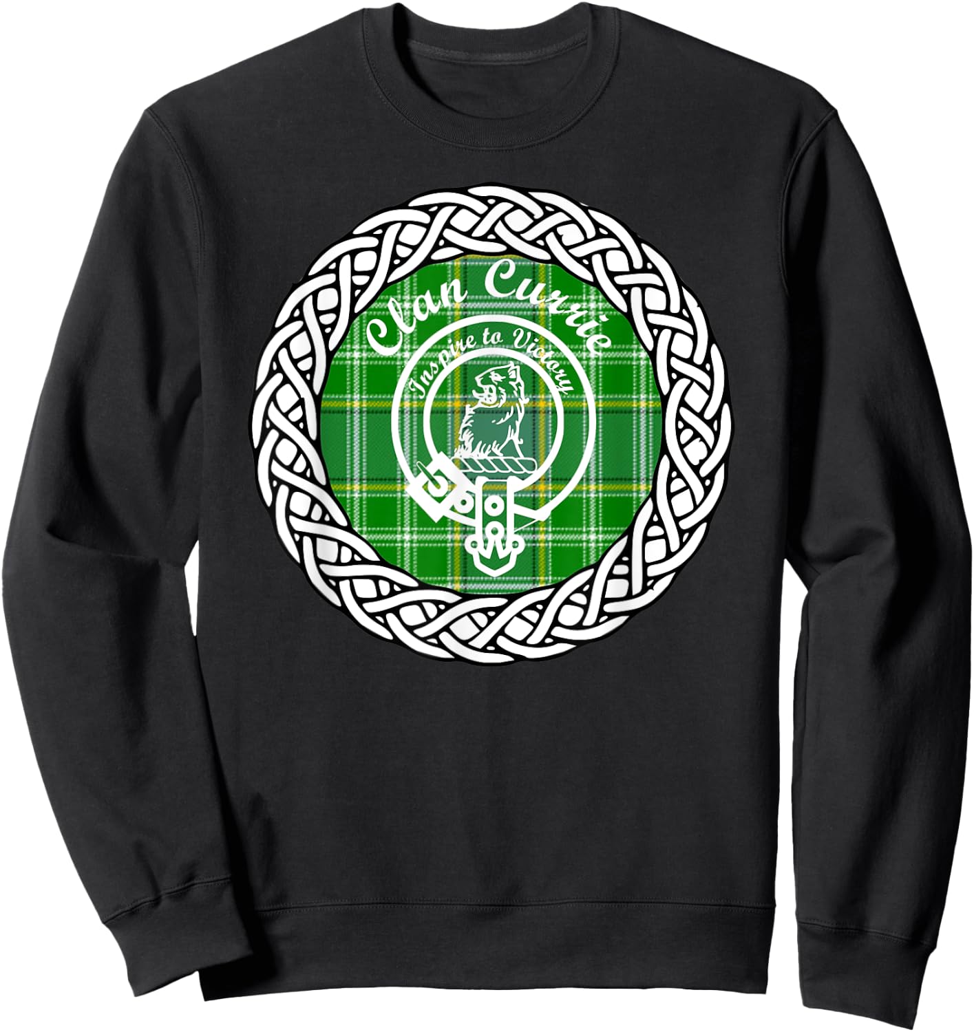 Clan Currie surname last name Scottish Tartan Crest Sweatshirt - Sweatshirt | Black