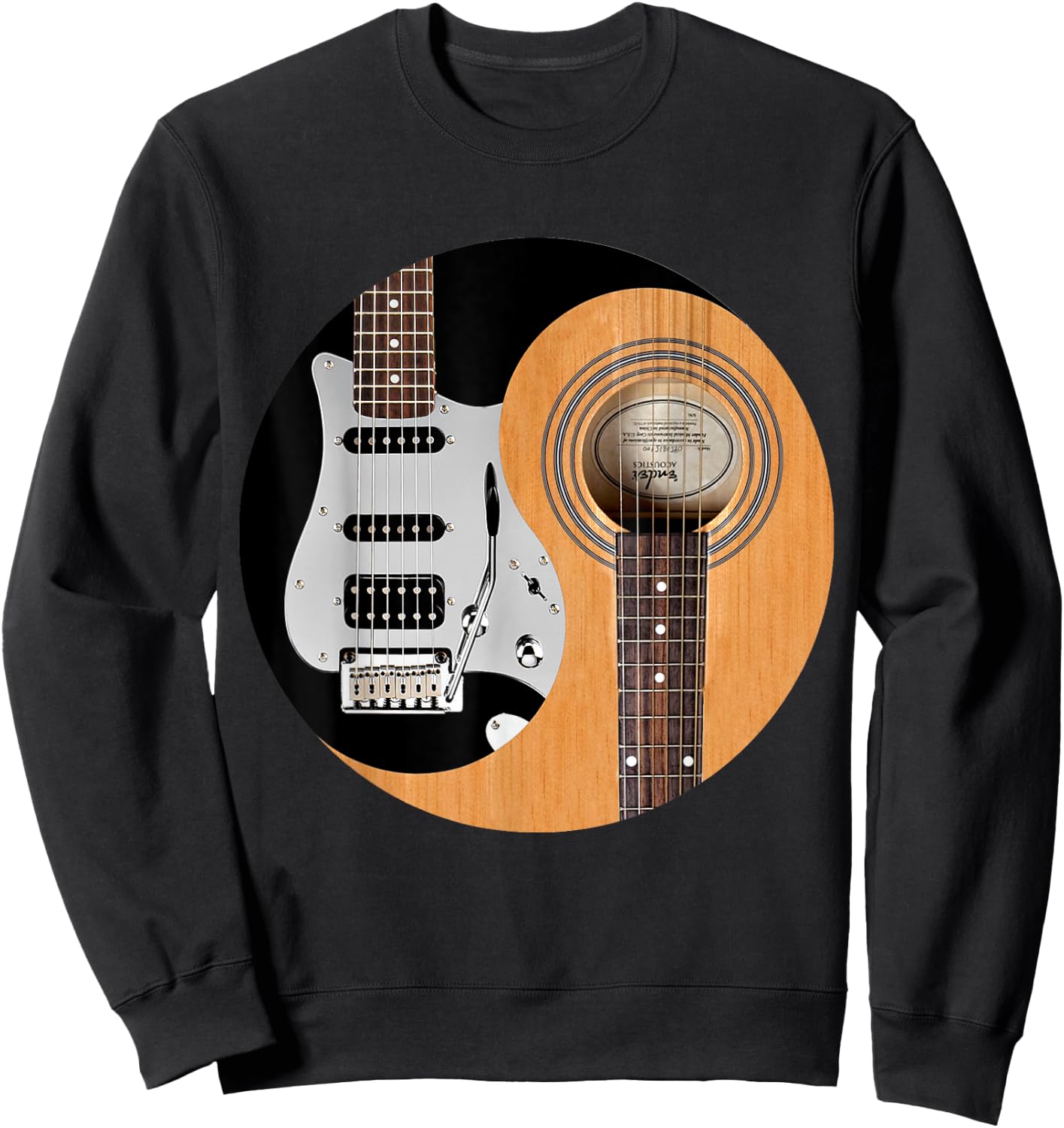 Guitar Yin Yang Acoustic And Electric Guitars Sweatshirt - Sweatshirt | Black