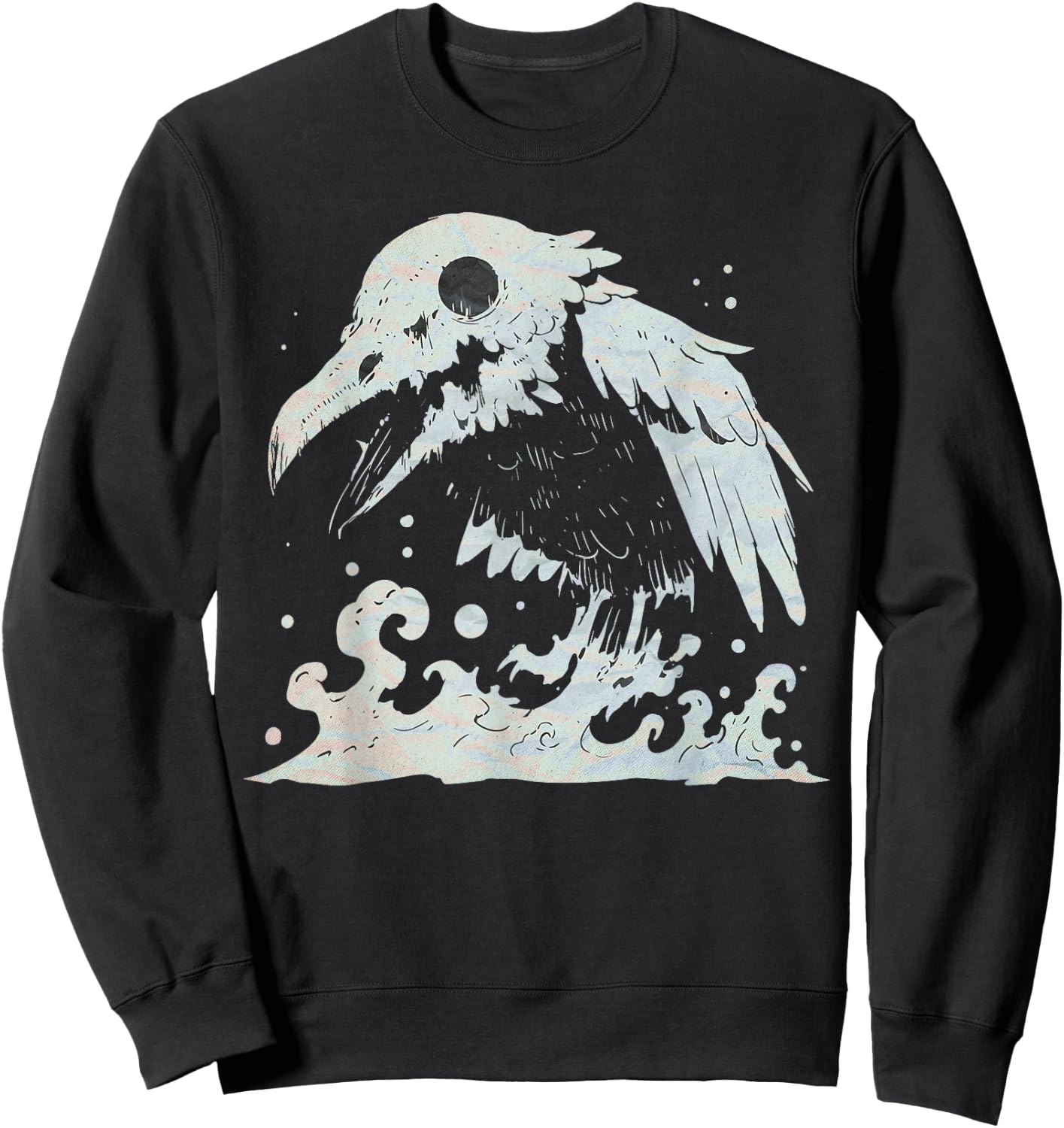 Avian Pastel Goth Bird Lover Halloween Spooky Corvid Crow Sweatshirt - Sweatshirt | Black