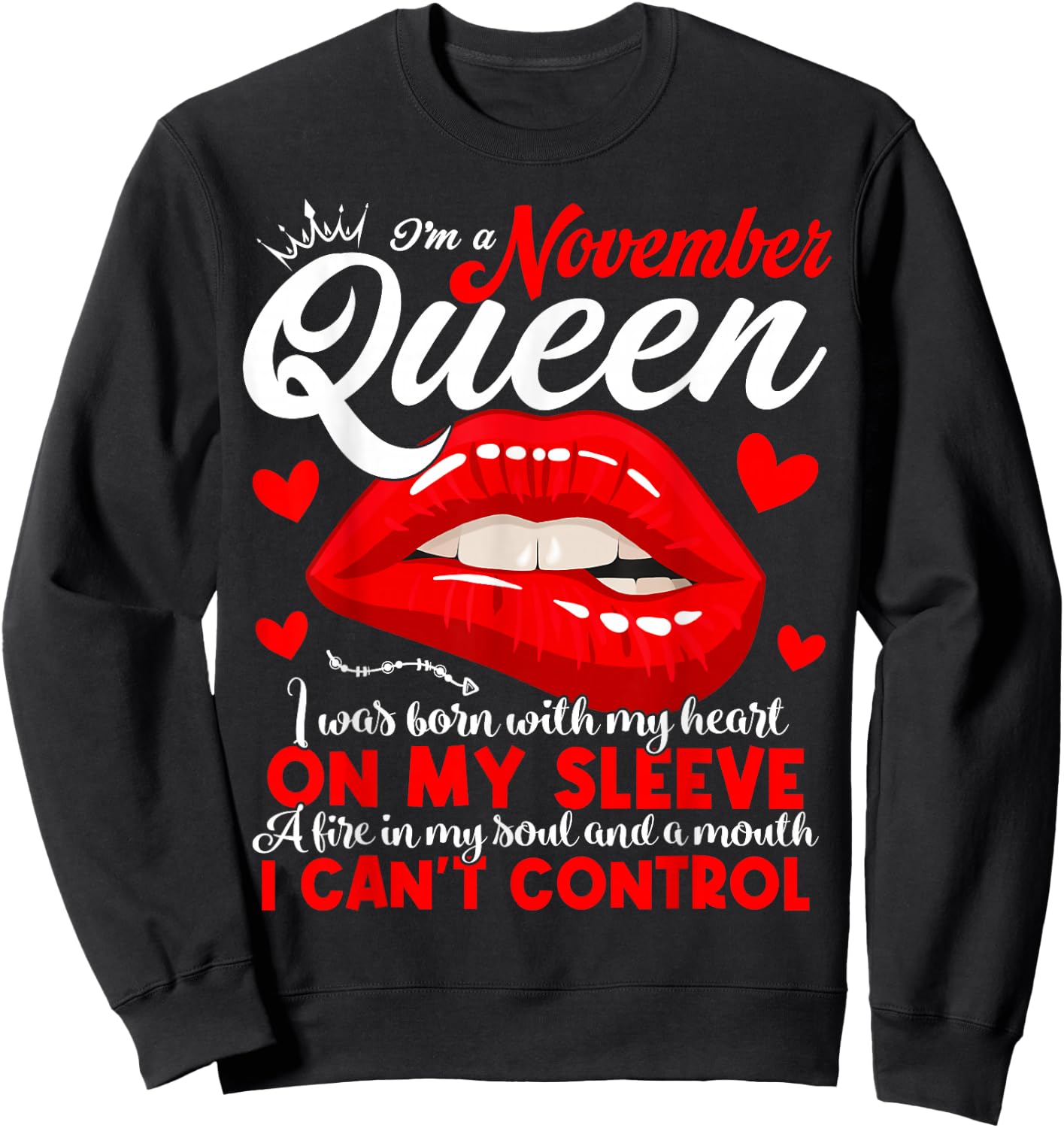 A Queen Was Born in November Women Girls November Birthday Sweatshirt - Sweatshirt | Black