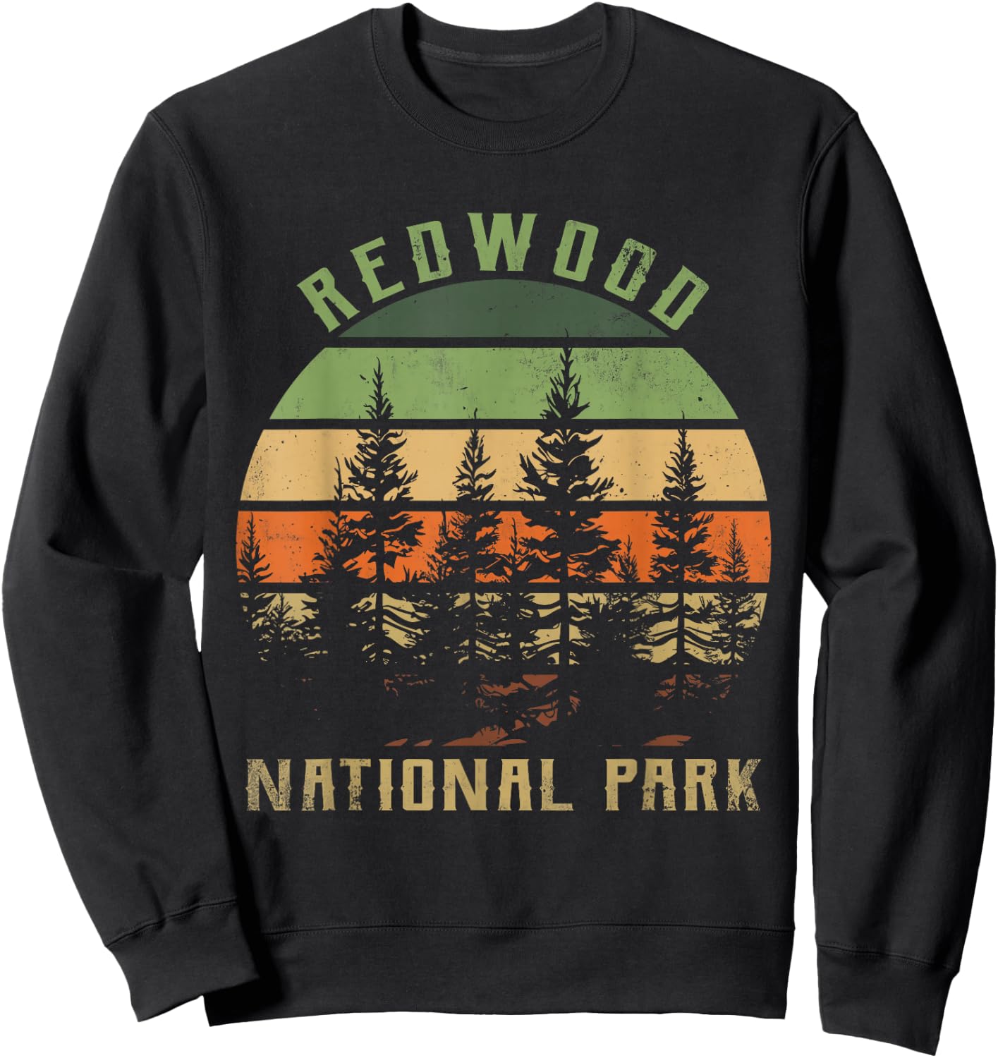 Retro Vintage Redwood National Park for kids Hiking Camping Sweatshirt - Sweatshirt | Black