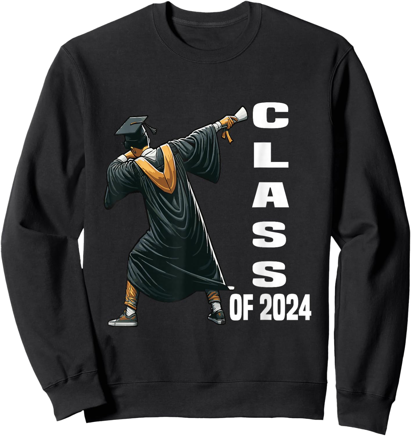 Dabbing Graduation Class Of 2024 Men Funny Graduation Sweatshirt - Sweatshirt | Black