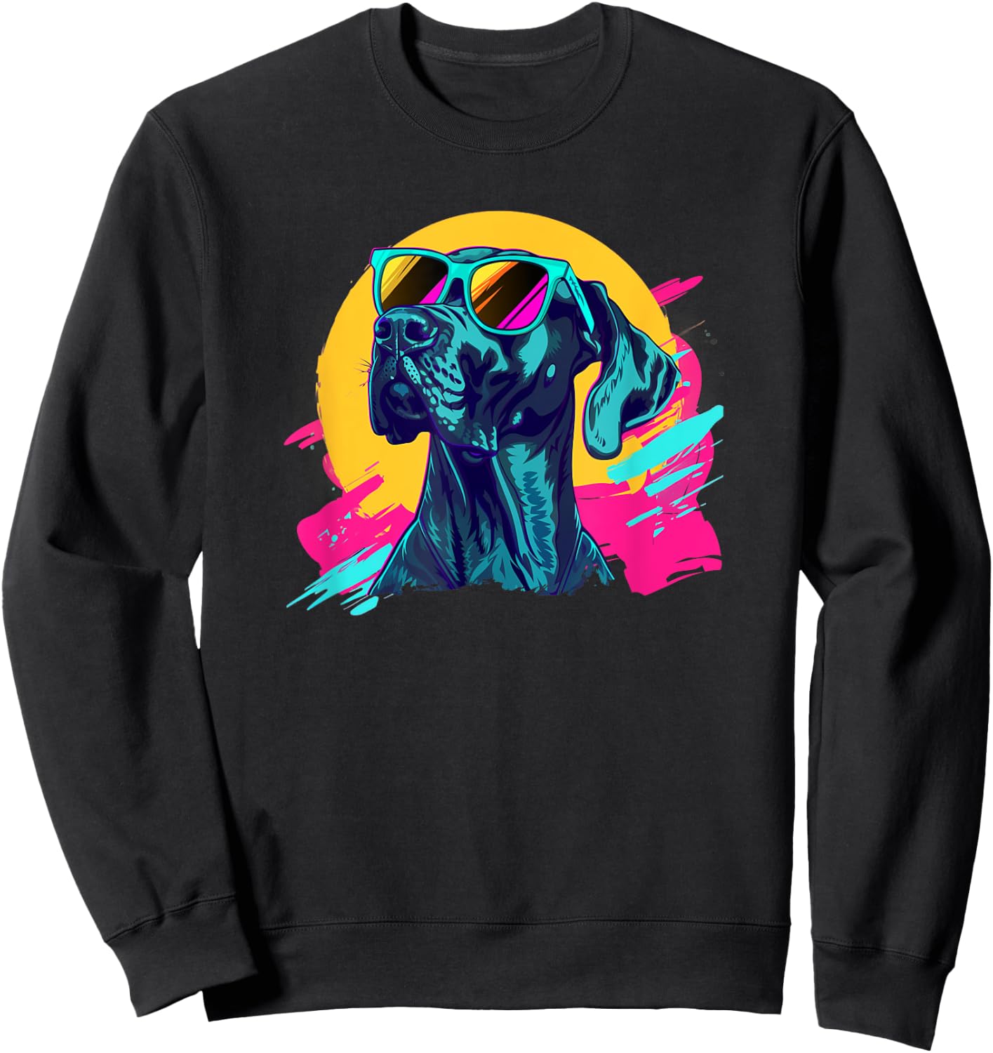 Funny 80s Retro Vintage Black Great Dane Lover Sweatshirt - Sweatshirt | Black