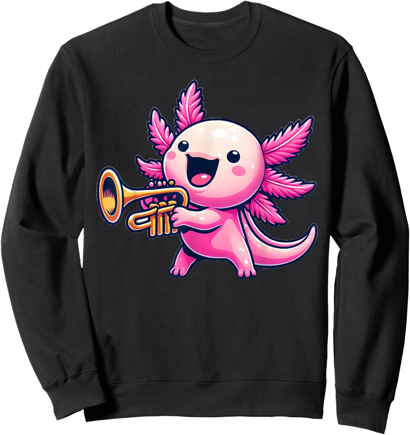 Axolotl Playing Trumpet Axolotls Musician Music Sweatshirt - Sweatshirt | Black
