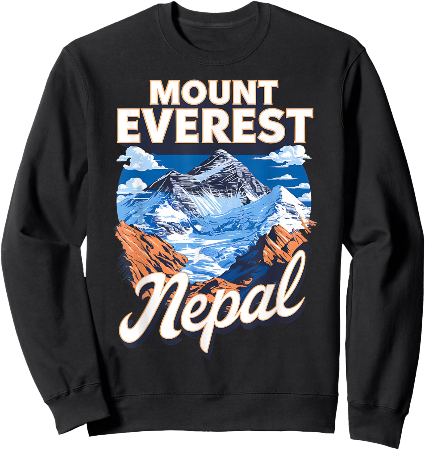 Scenic View of Mount Everest Nepal Sweatshirt - Sweatshirt | Black