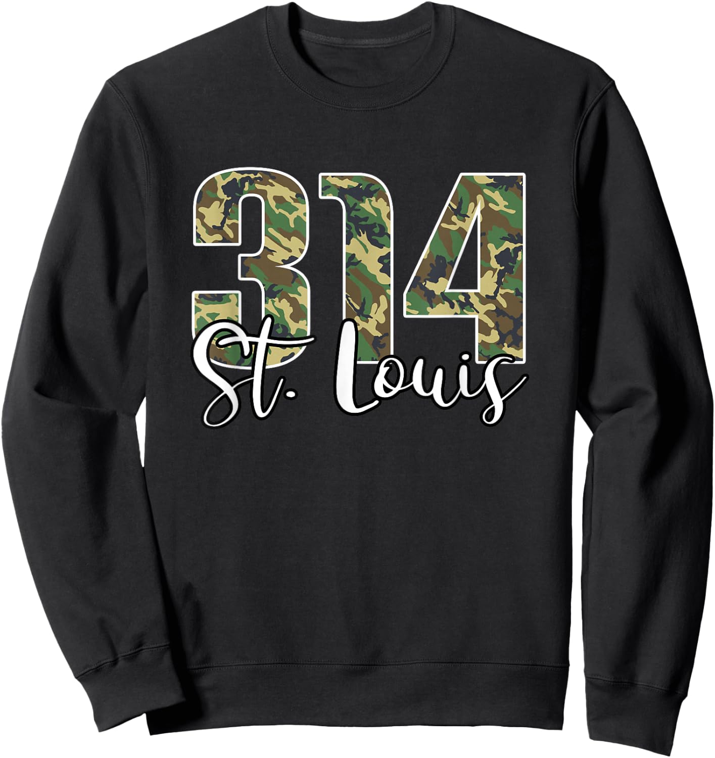 314 St. Louis Missouri Camo Camouflage Sweatshirt - Sweatshirt | Black