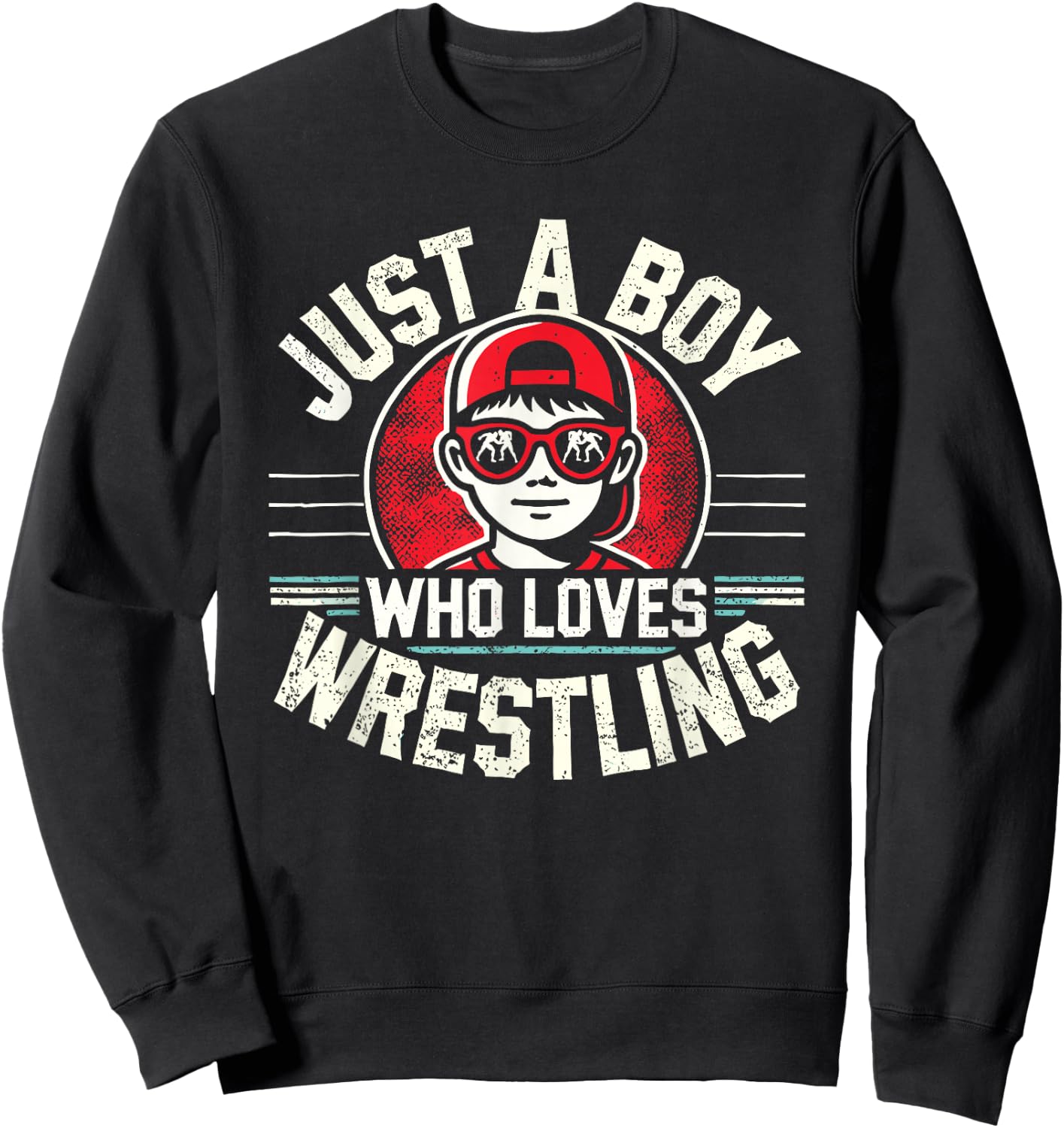 Just A Boy Who Loves Wrestling, Boys & Kids, Wrestler Sweatshirt - Sweatshirt | Black