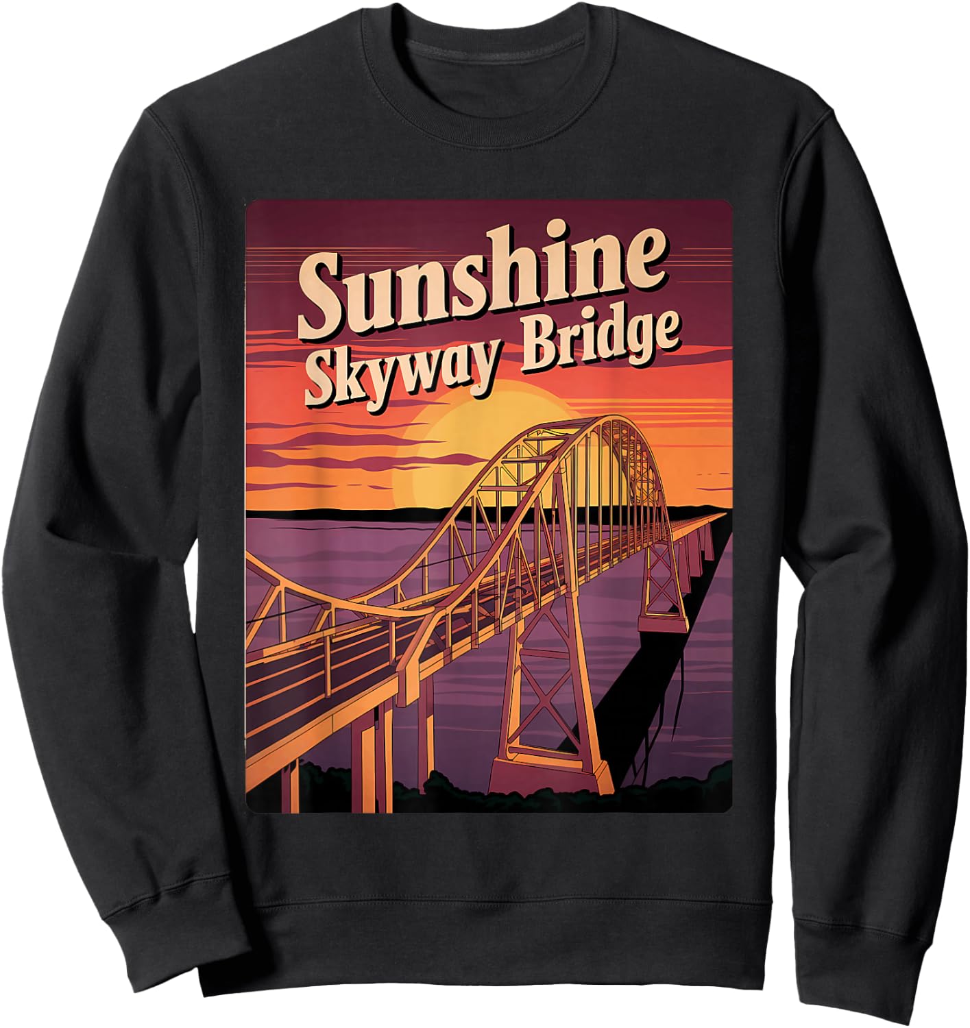 Vintage Sunshine Skyway Bridge Memento Tampa Bay Landmark Sweatshirt - Sweatshirt | Black
