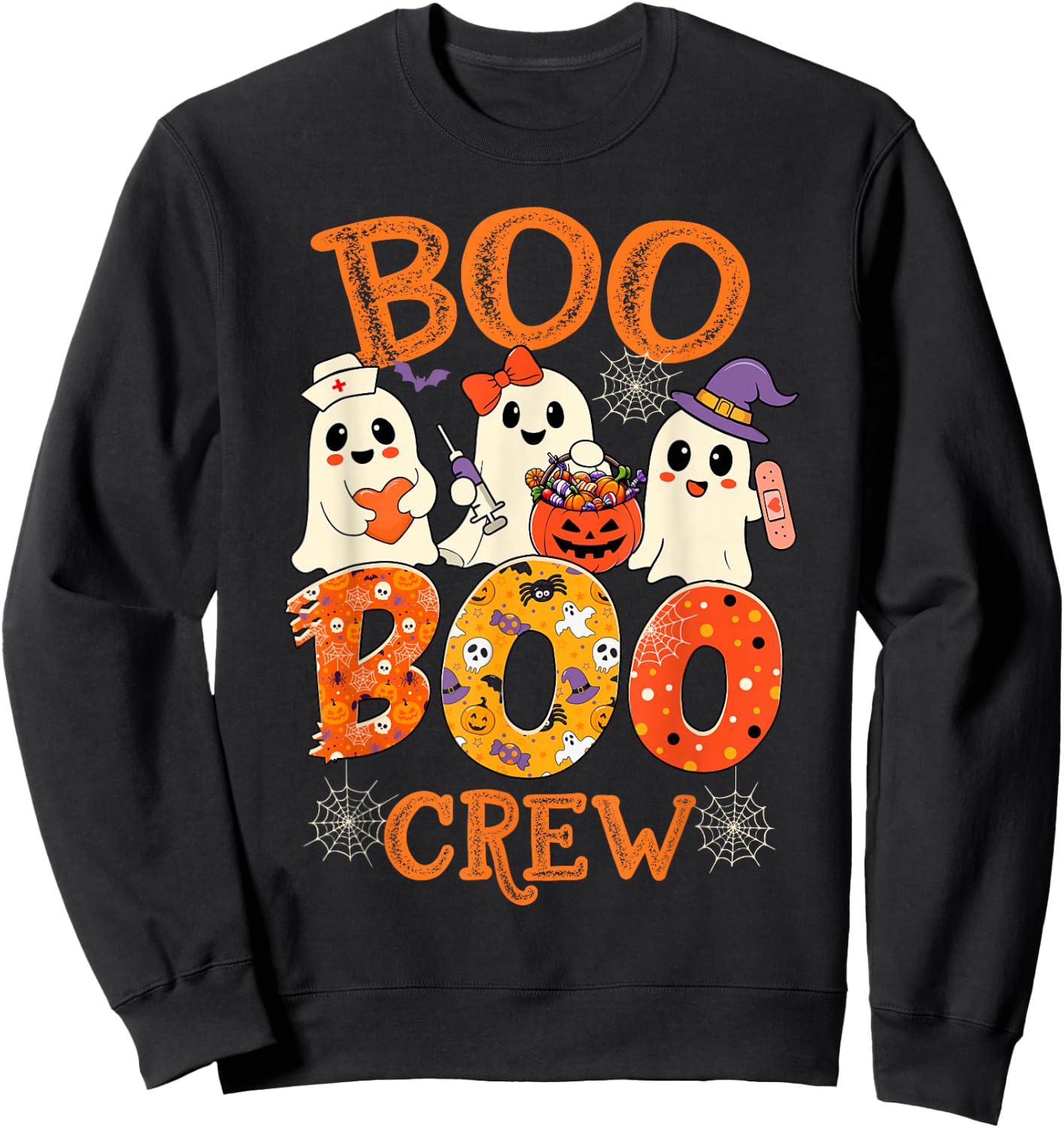 Nurse Boo Crew Funny Ghost Halloween Spooky Costume Nurse Sweatshirt - Sweatshirt | Black