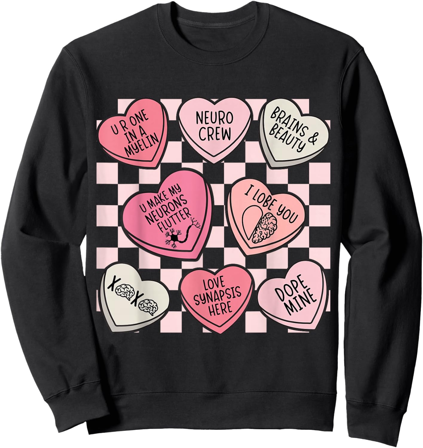 Neurology Nursing Valentines Neuro Nurse Neurologist Brain Sweatshirt - Sweatshirt | Black
