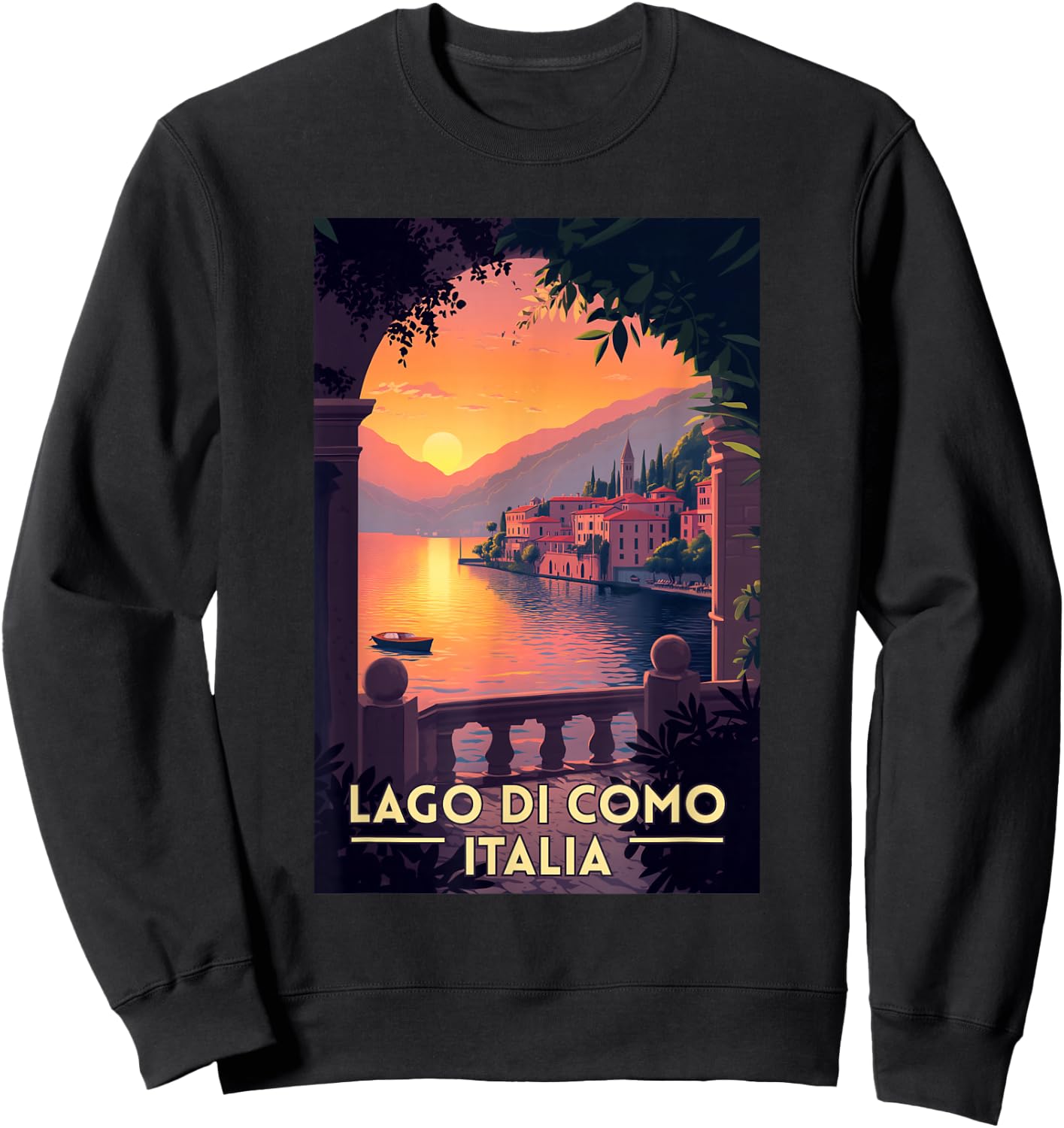 Lake Como Lago di Como Italy Souvenir Retro Sweatshirt - Sweatshirt | Black