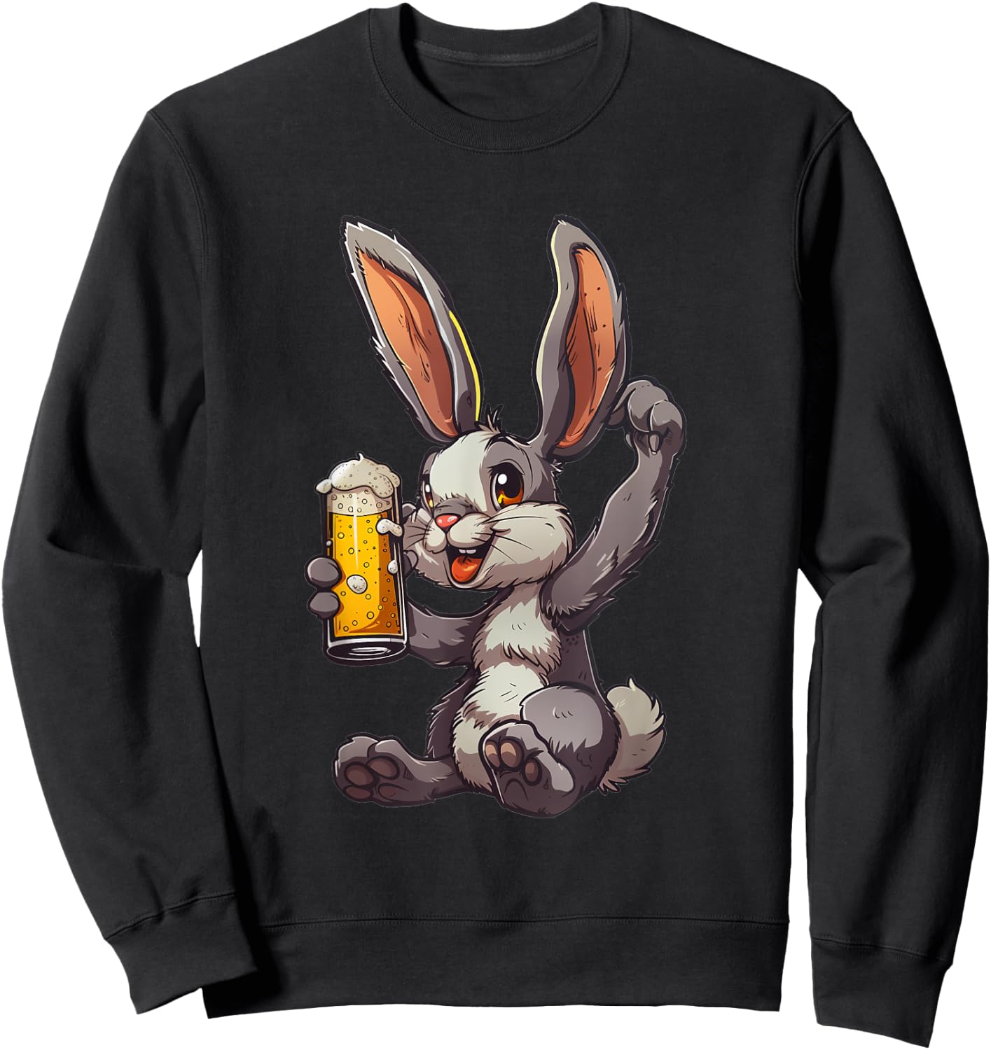 Easter Bunny Drinking a Cold Beer 's Day Sweatshirt - Sweatshirt | Black