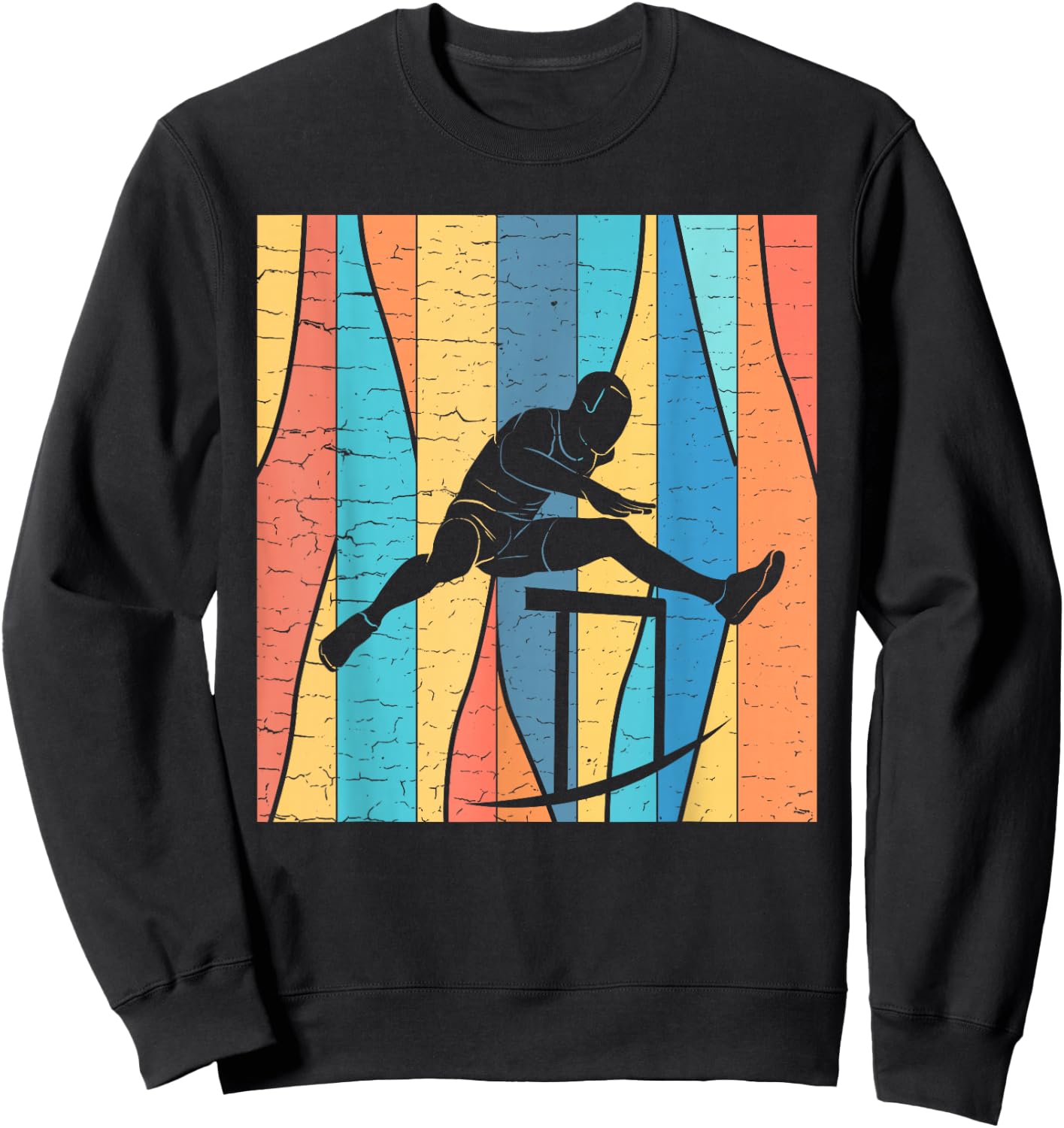 Retro Vintage Design Hurdles | Track And Field Sweatshirt - Sweatshirt | Black